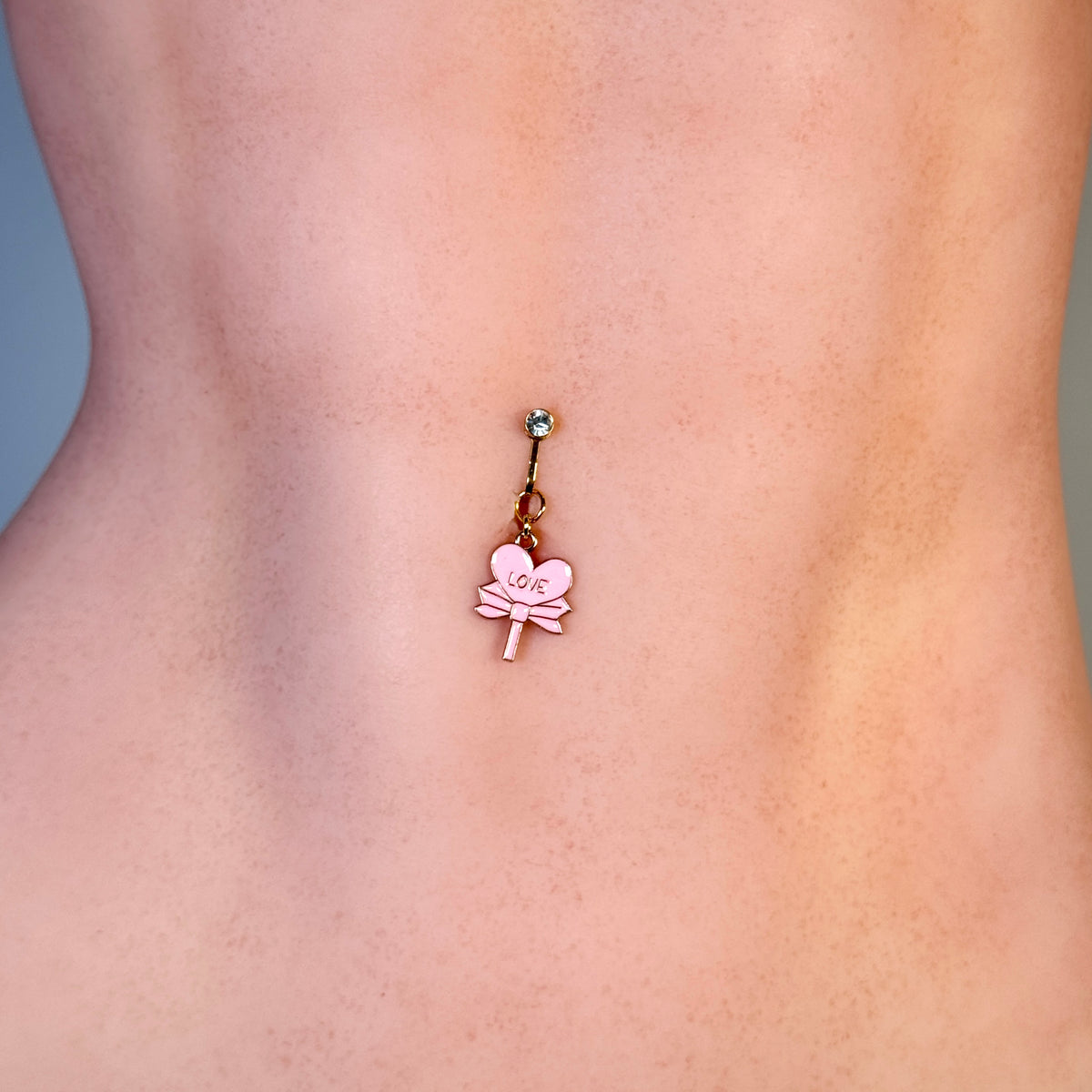 Love Bow Charm Faux Navel Ring