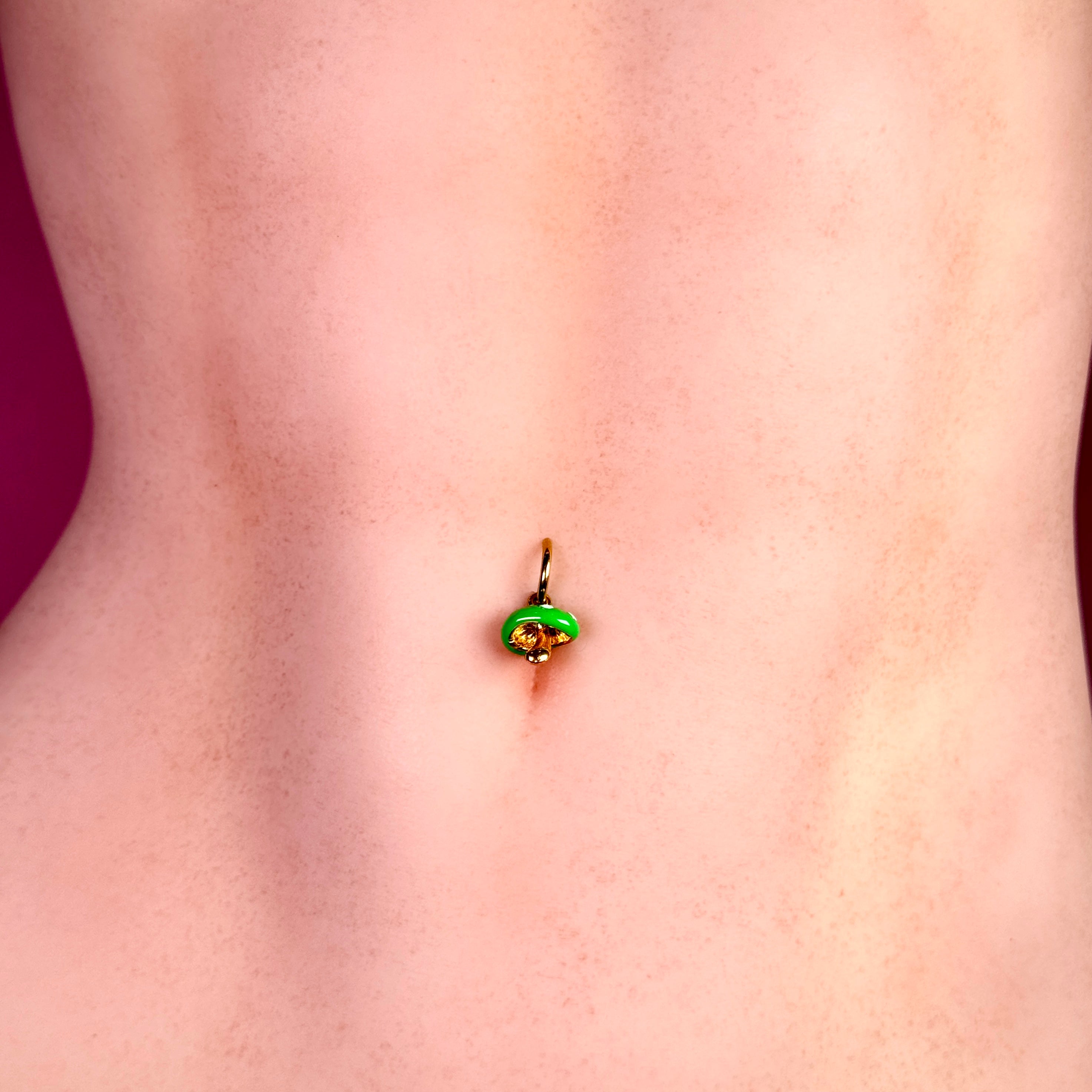 Green Mushroom Charm Faux Belly Ring