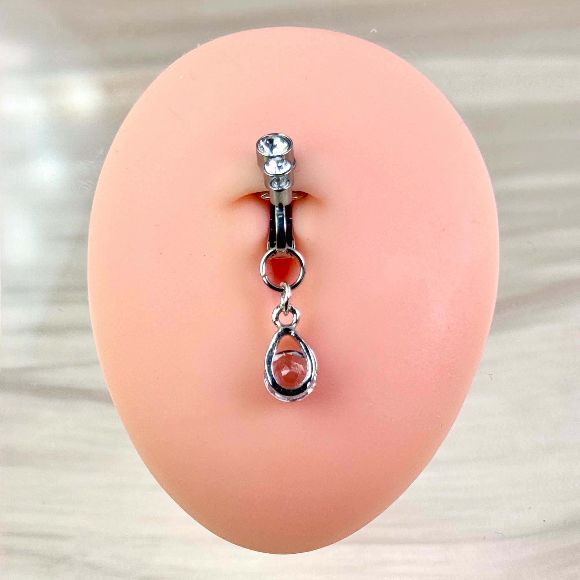 Crystal Teardrop Faux Belly Ring