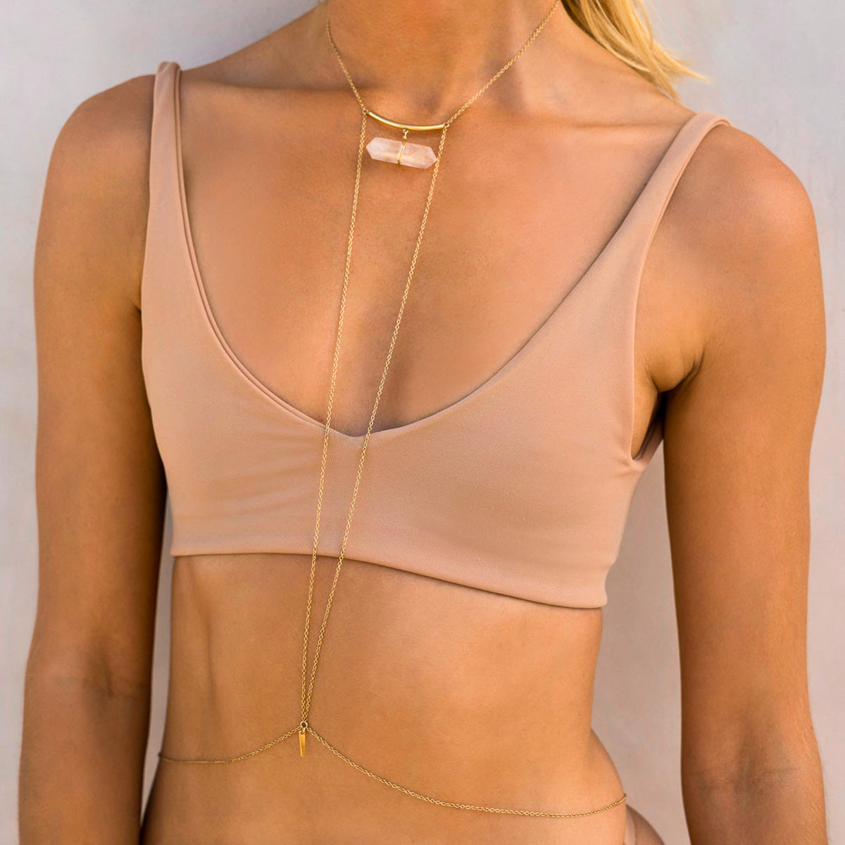Natural Stone Pendant Sexy Chest Chain