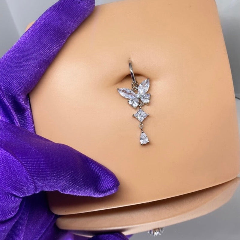 Butterfly Hoop Clip On Belly Ring