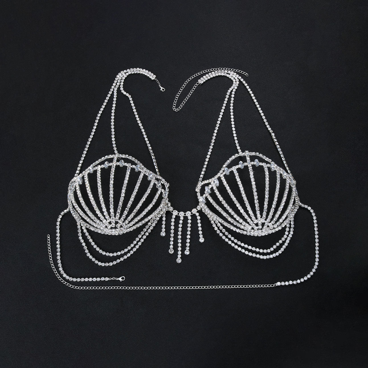 High-end seashell and rhinestone bra