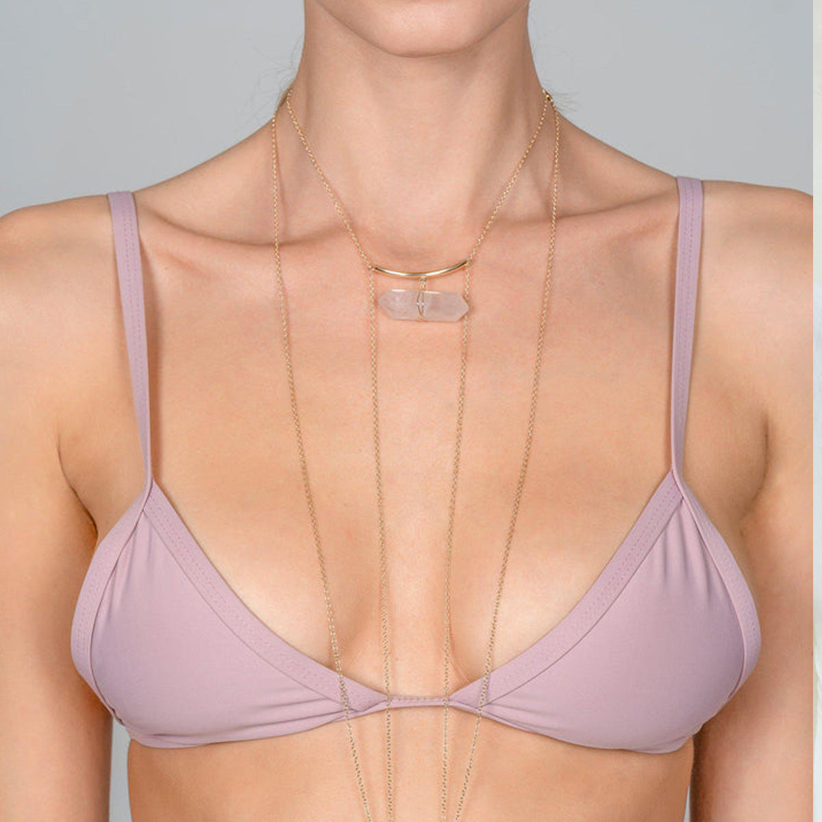 Natural Stone Pendant Sexy Chest Chain