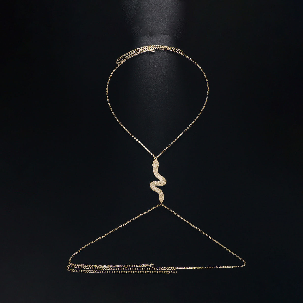 Sexy, sparkling serpentine rhinestone body chain
