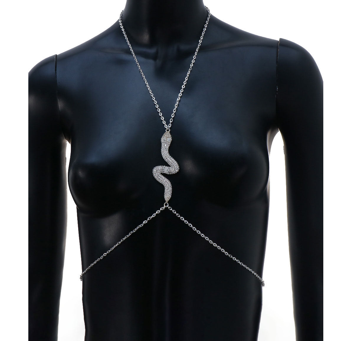 Sexy, sparkling serpentine rhinestone body chain