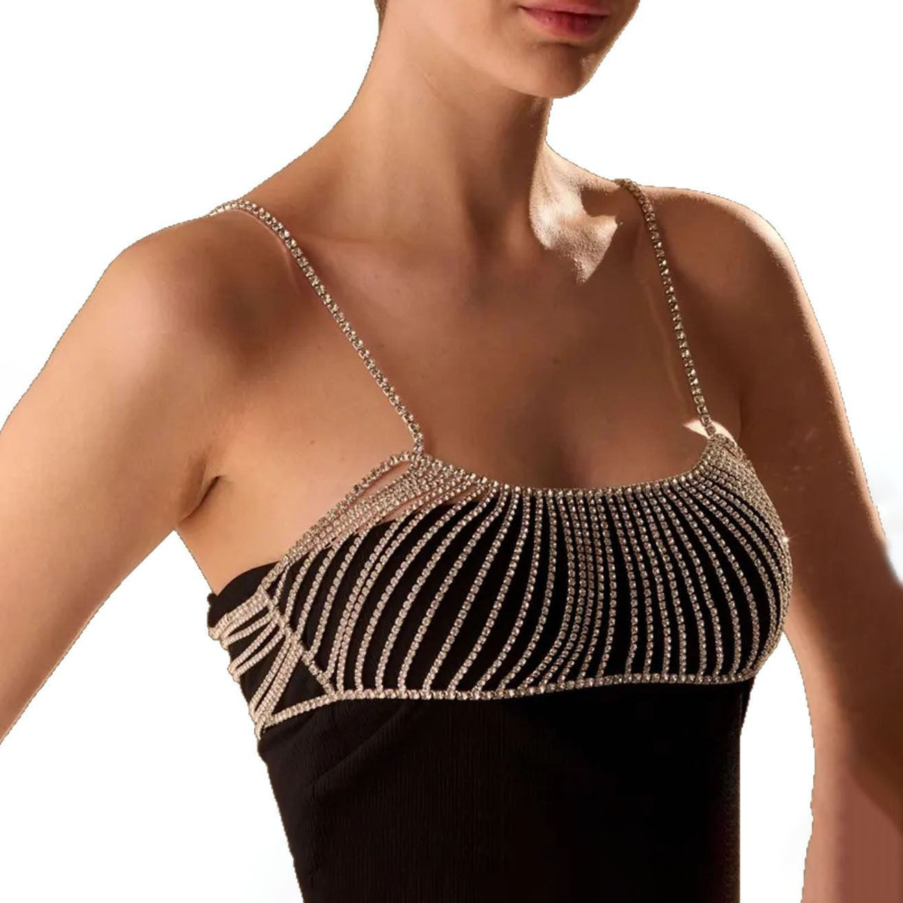 Sparkling lingerie runway bra chain