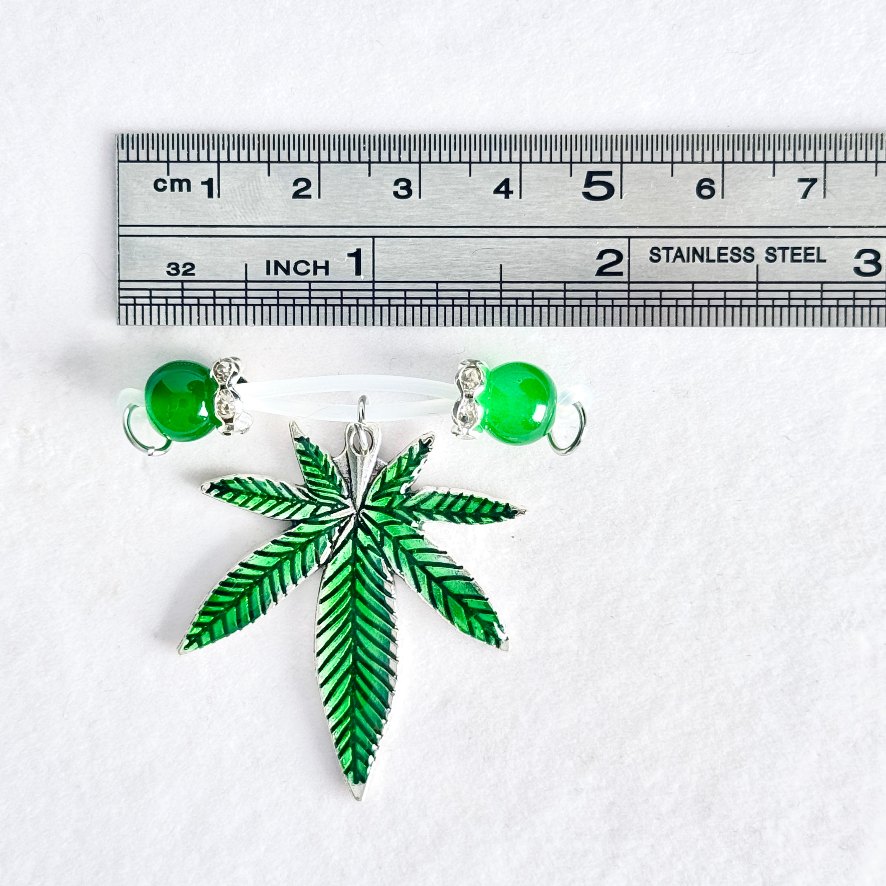Green Leaf Faux Belly Button Ring