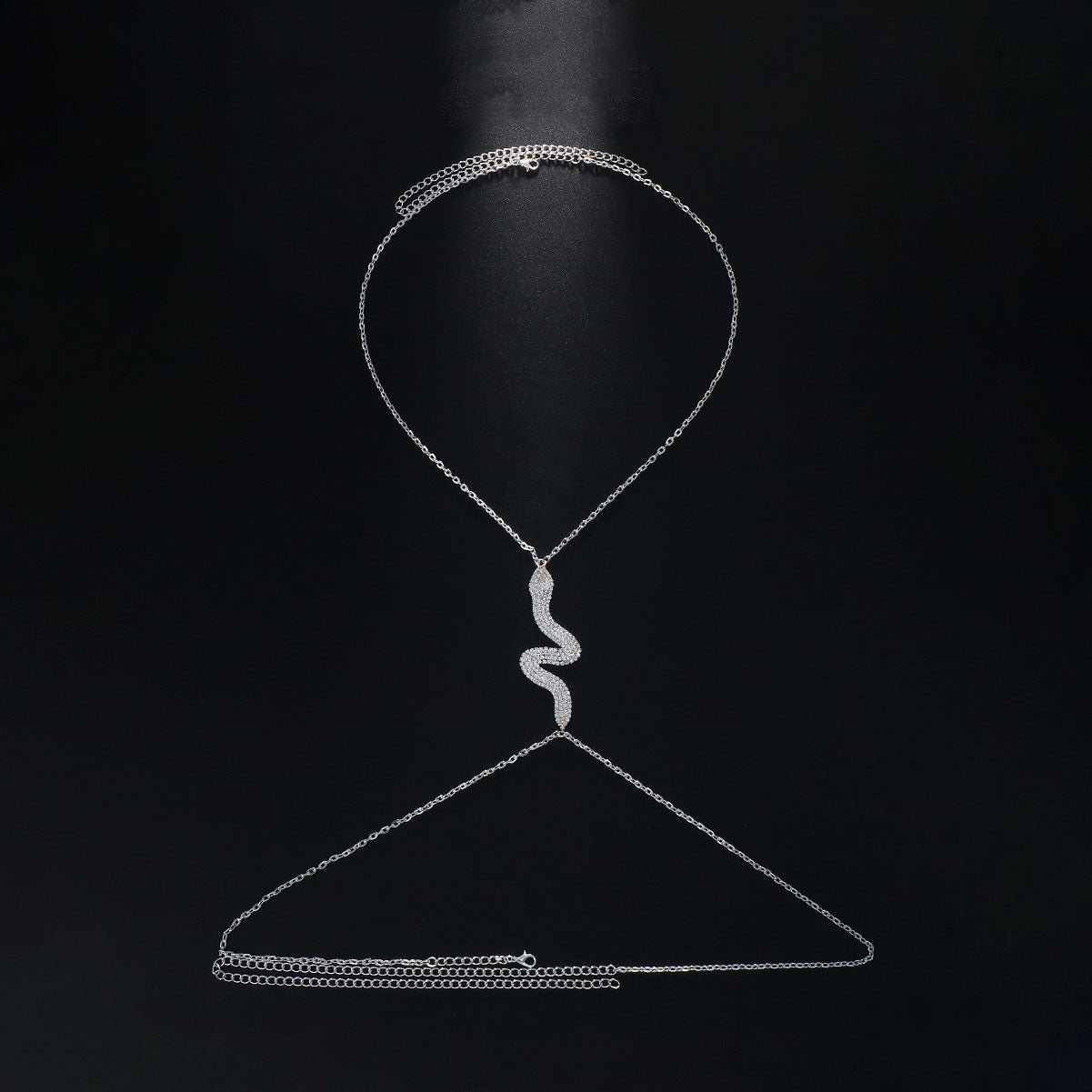 Sexy, sparkling serpentine rhinestone body chain