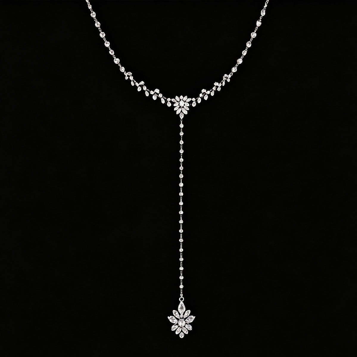 Long-tassel zirconia chest chain