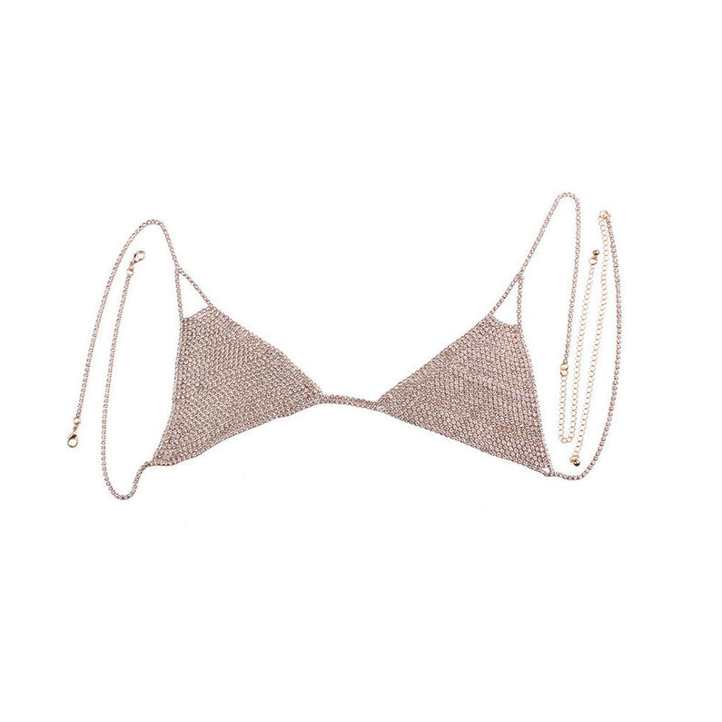 Rhinestone bra and bikini body chain