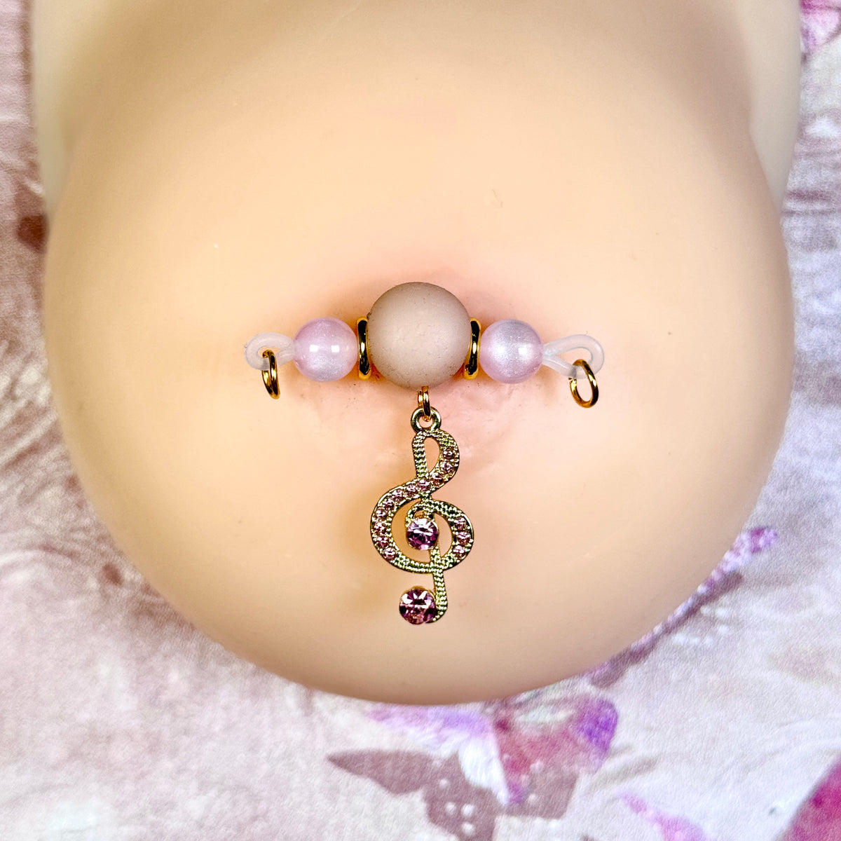 Pink Pearl Music Note Nipple Clamp