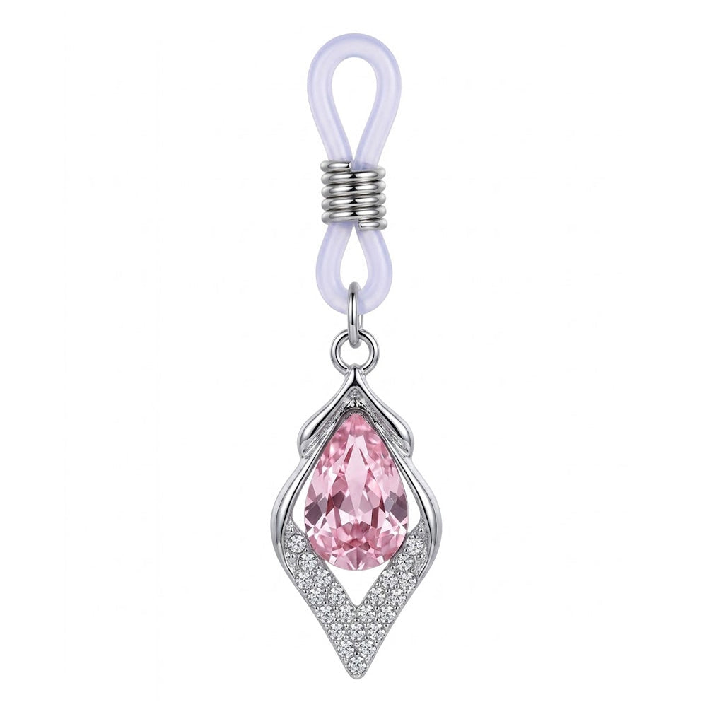 Pink teardrop-shaped non-piercing nipple ring