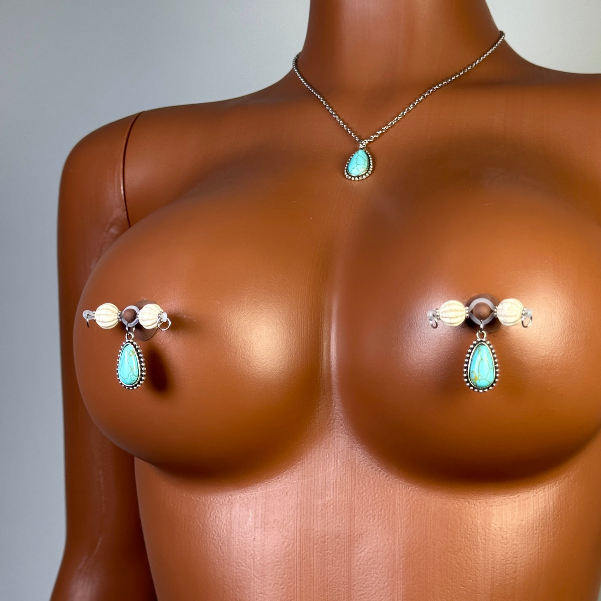 Turquoise Charm Nipple Clamp Set