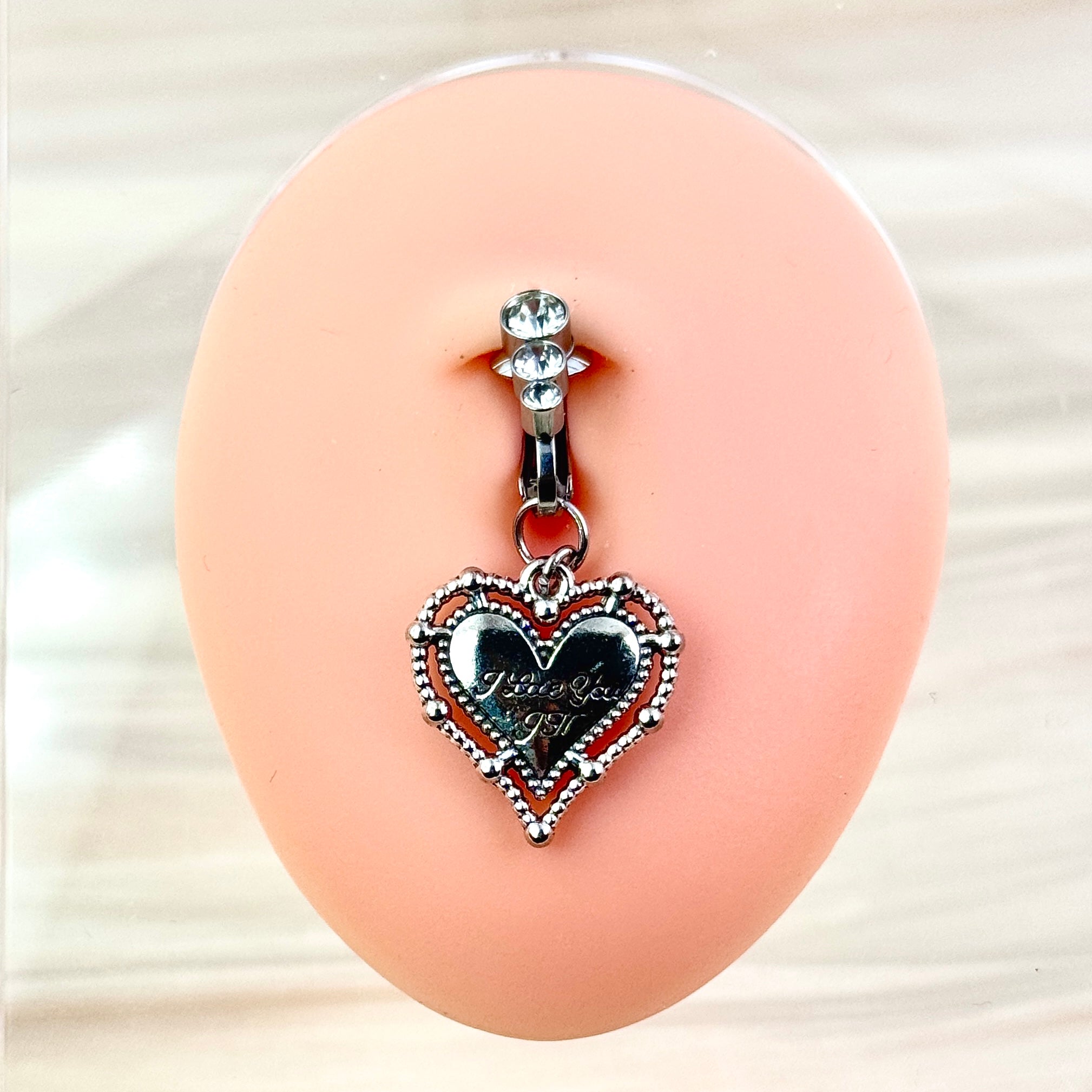 Love Heart Charm Faux Belly Ring