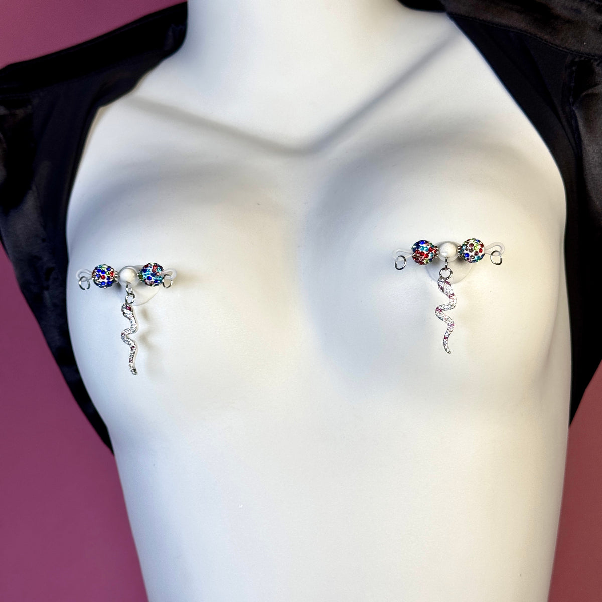 Serpent Shine Crystal Charm Nipple Jewelry