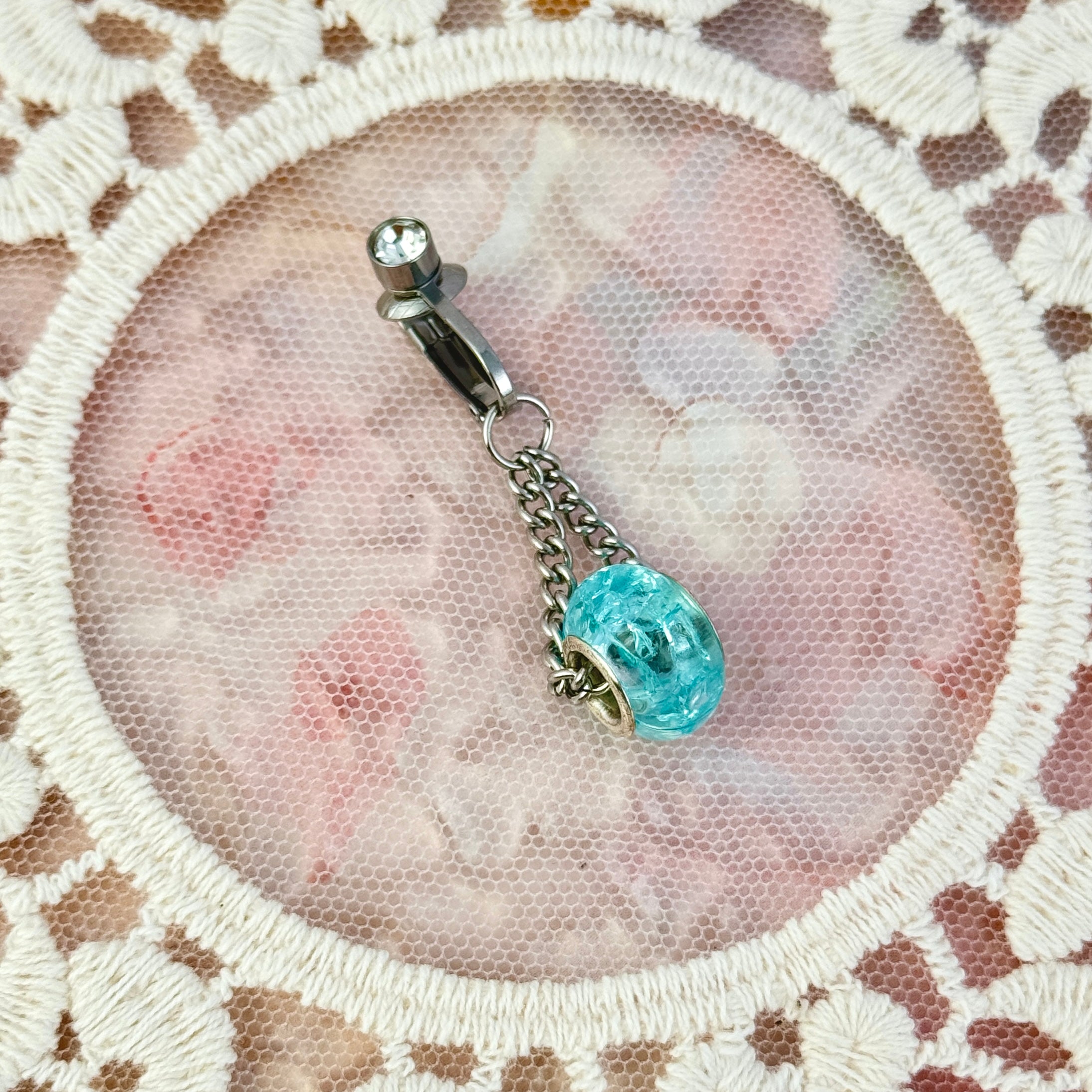 Aqua Crystal Navel Chain Piercing Jewelry