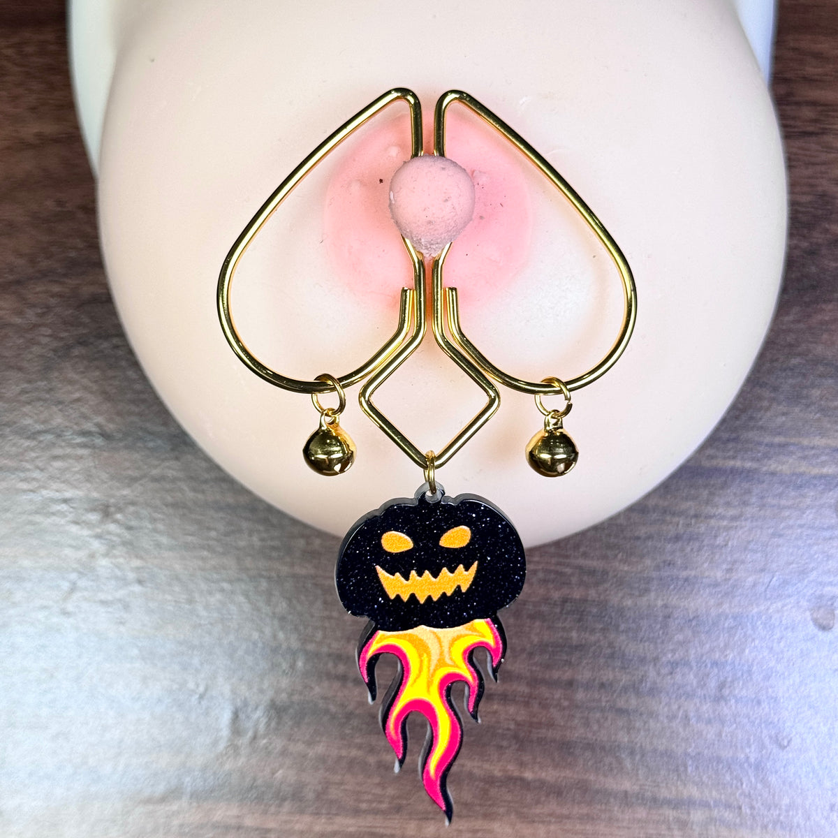 Flame Pumpkin Nipple Clamps