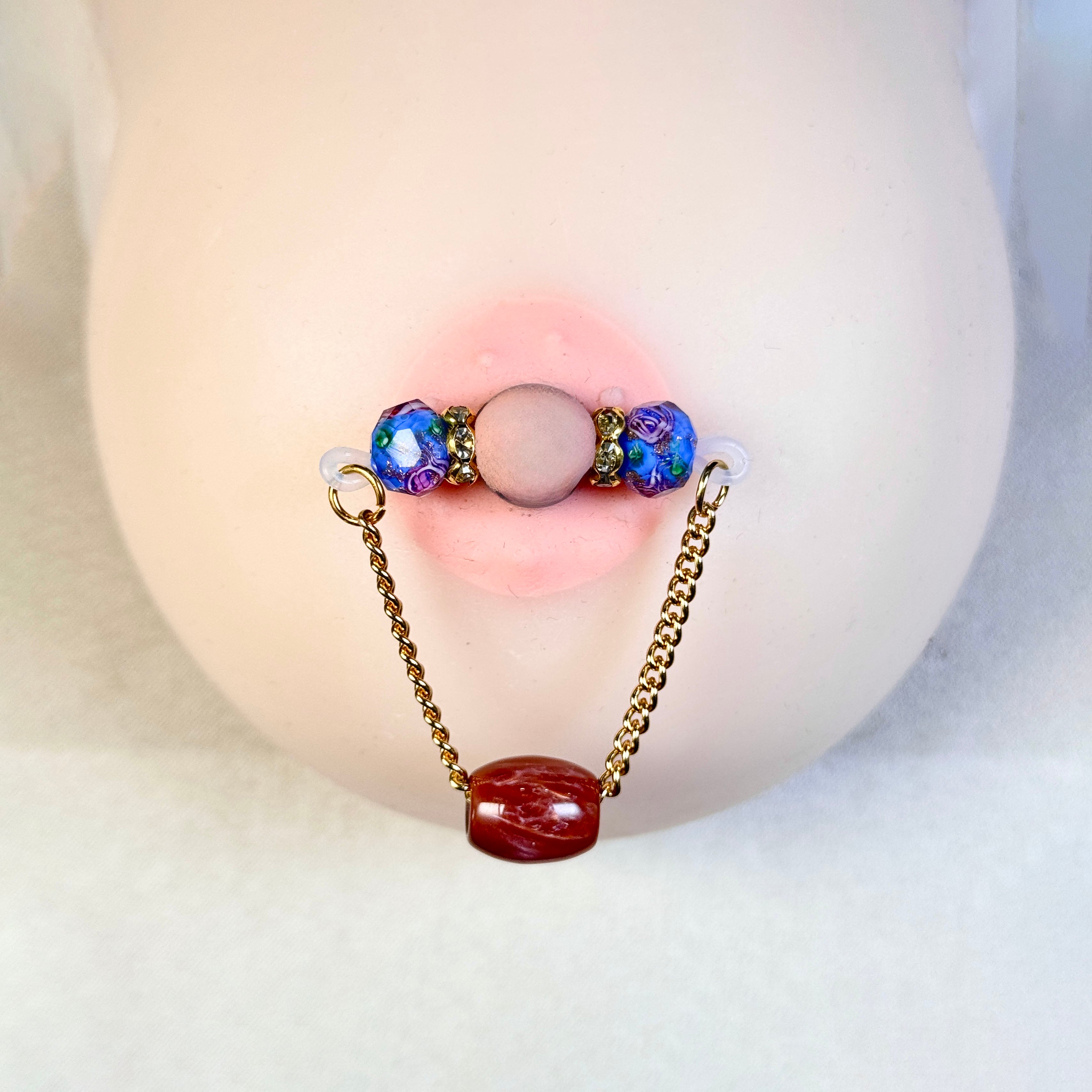 Mysterious Blue Non-Piercing Glass Nipple Ornament