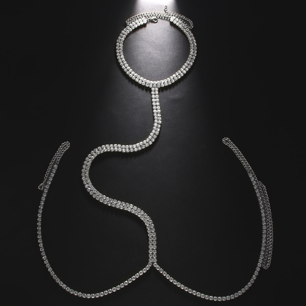 Multi-layer rhinestone tassel back chain