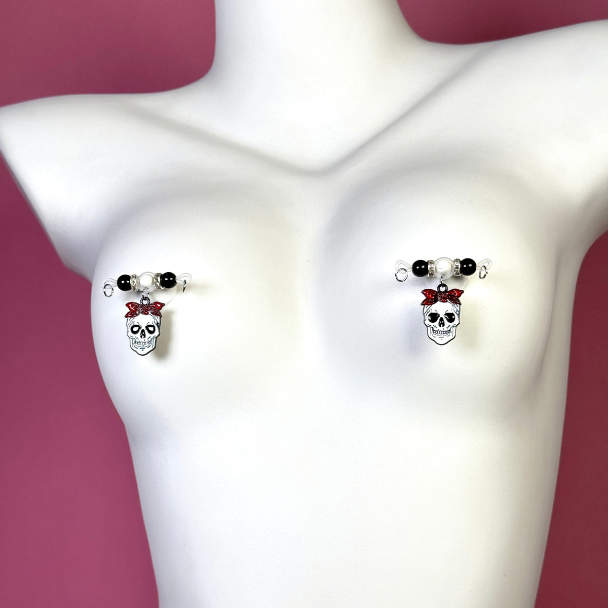 Red Bow Skull Gothic Nipple Jewelry