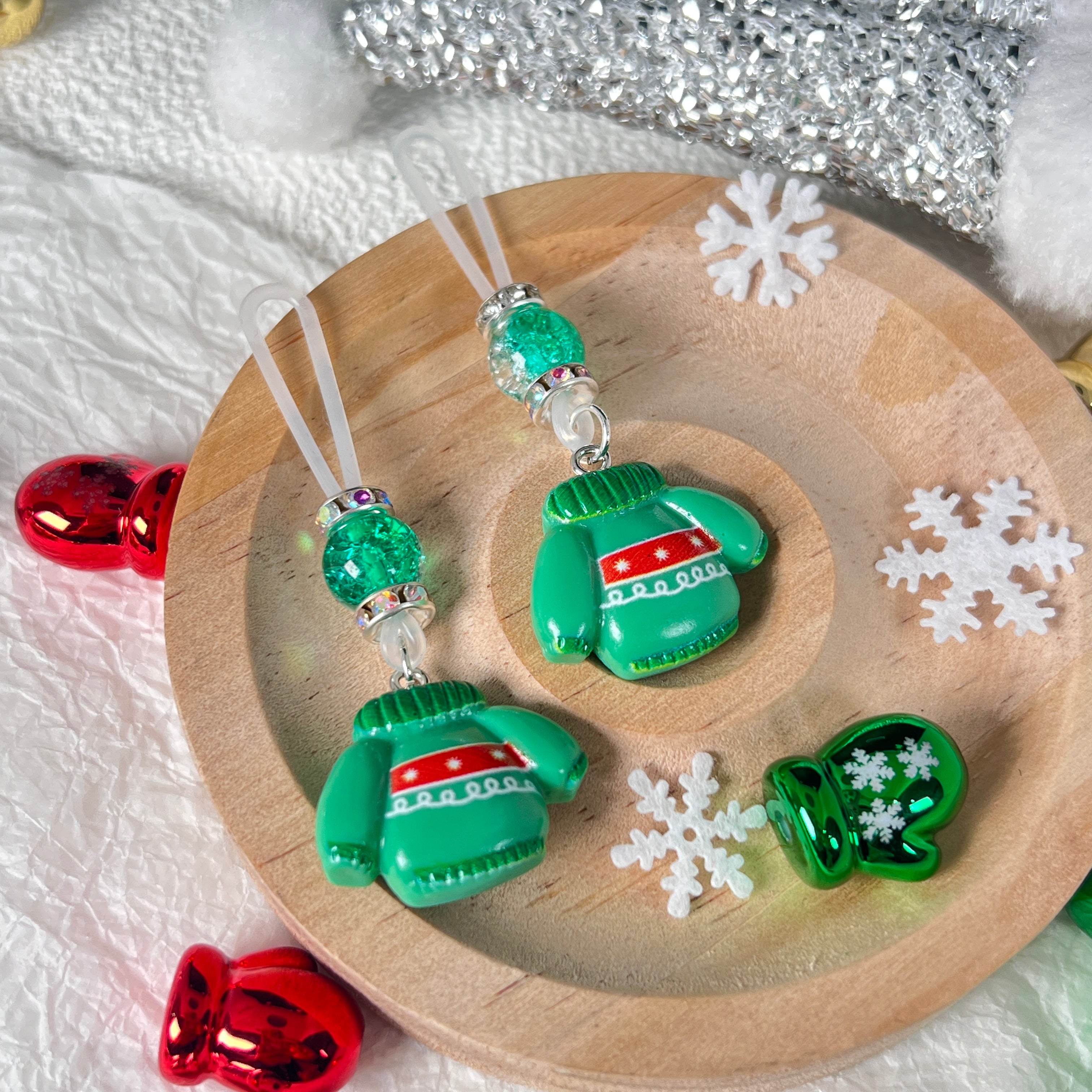 Holiday Sweater Green Bead Nipple Clamps