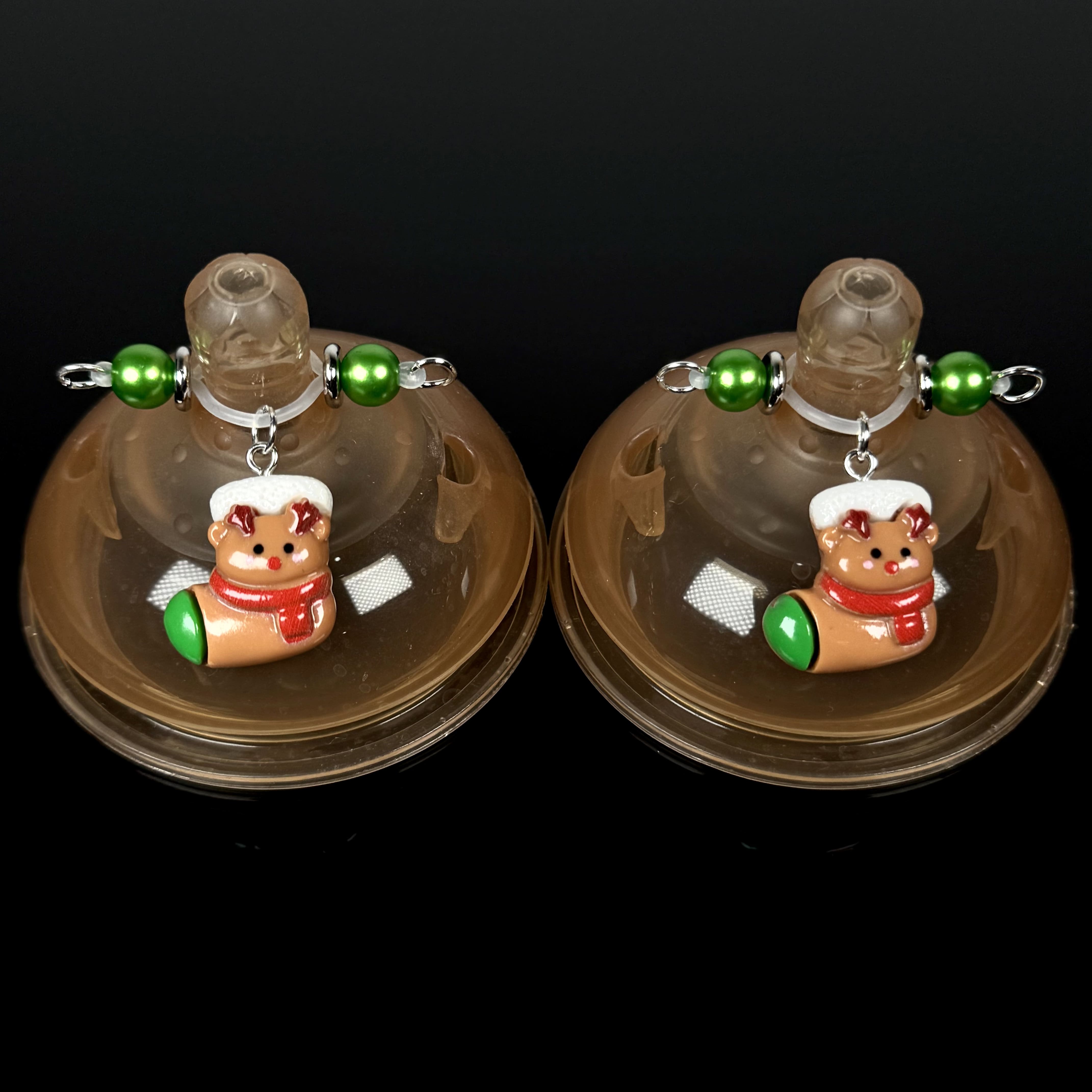 Green Gem Holiday Shoe Nipple Clamps