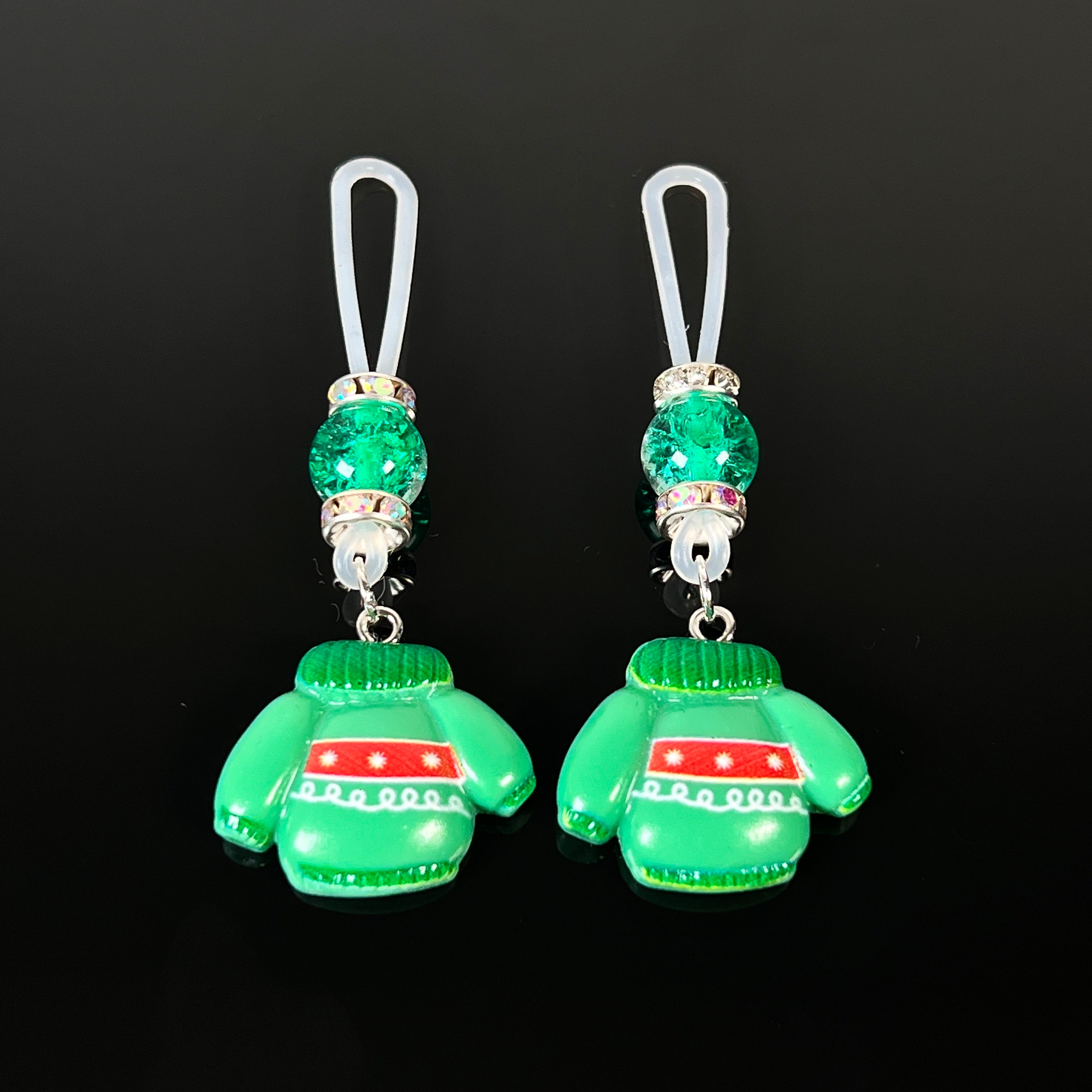 Holiday Sweater Green Bead Nipple Clamps