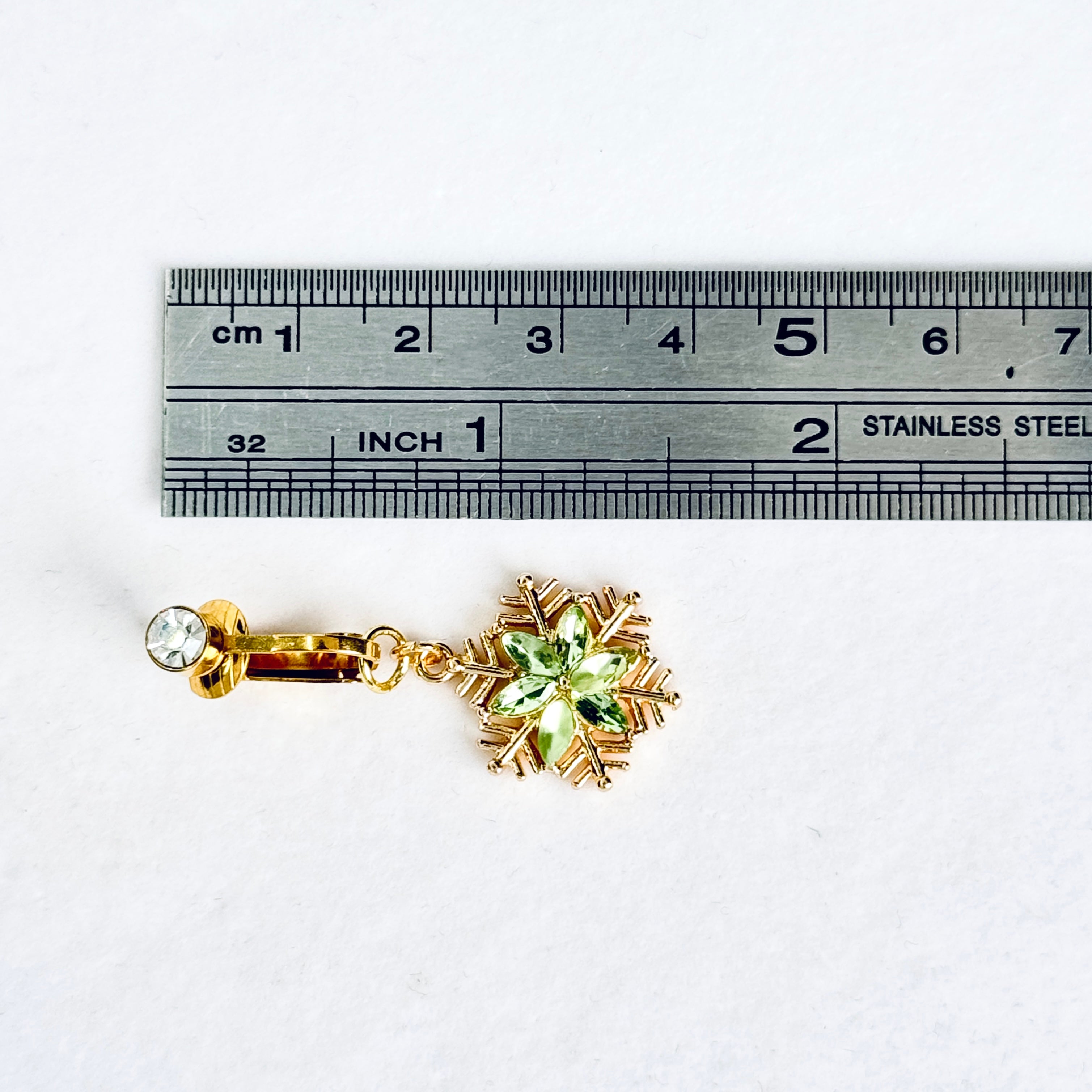 Emerald Snowflake Faux Belly Button Ring