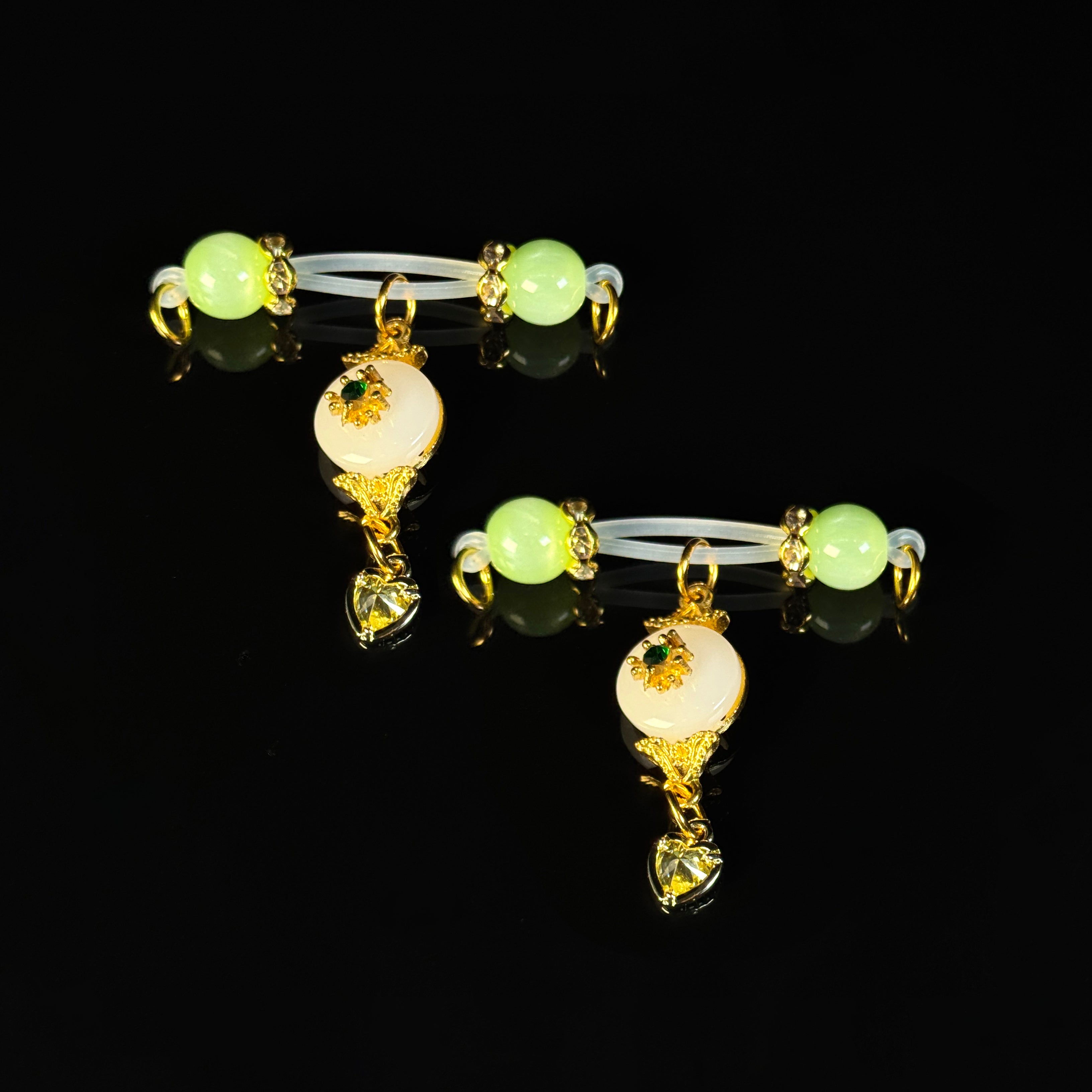 Jade nipple clamps + jade necklace