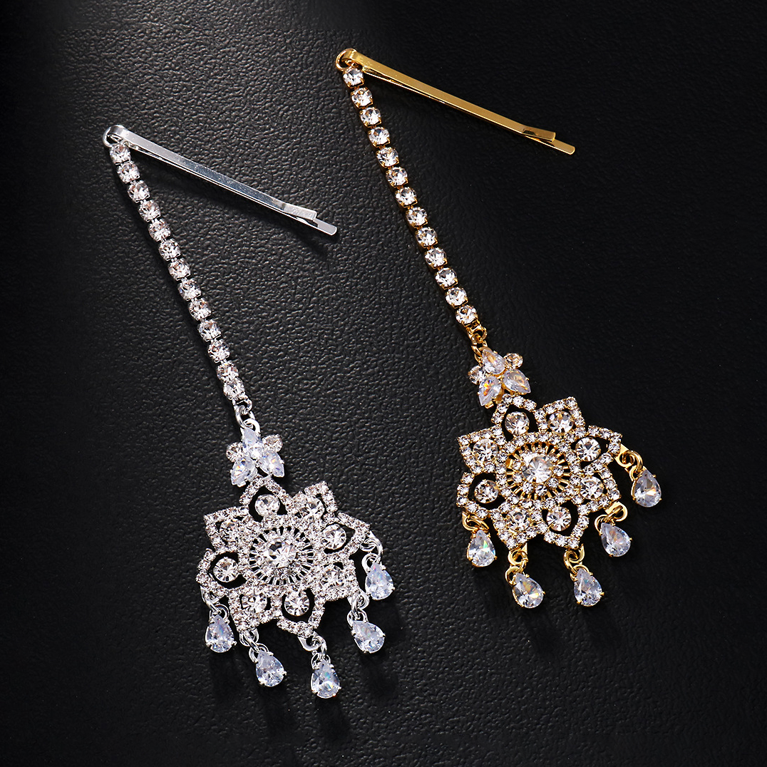 Full-diamond teardrop pendant forehead chain