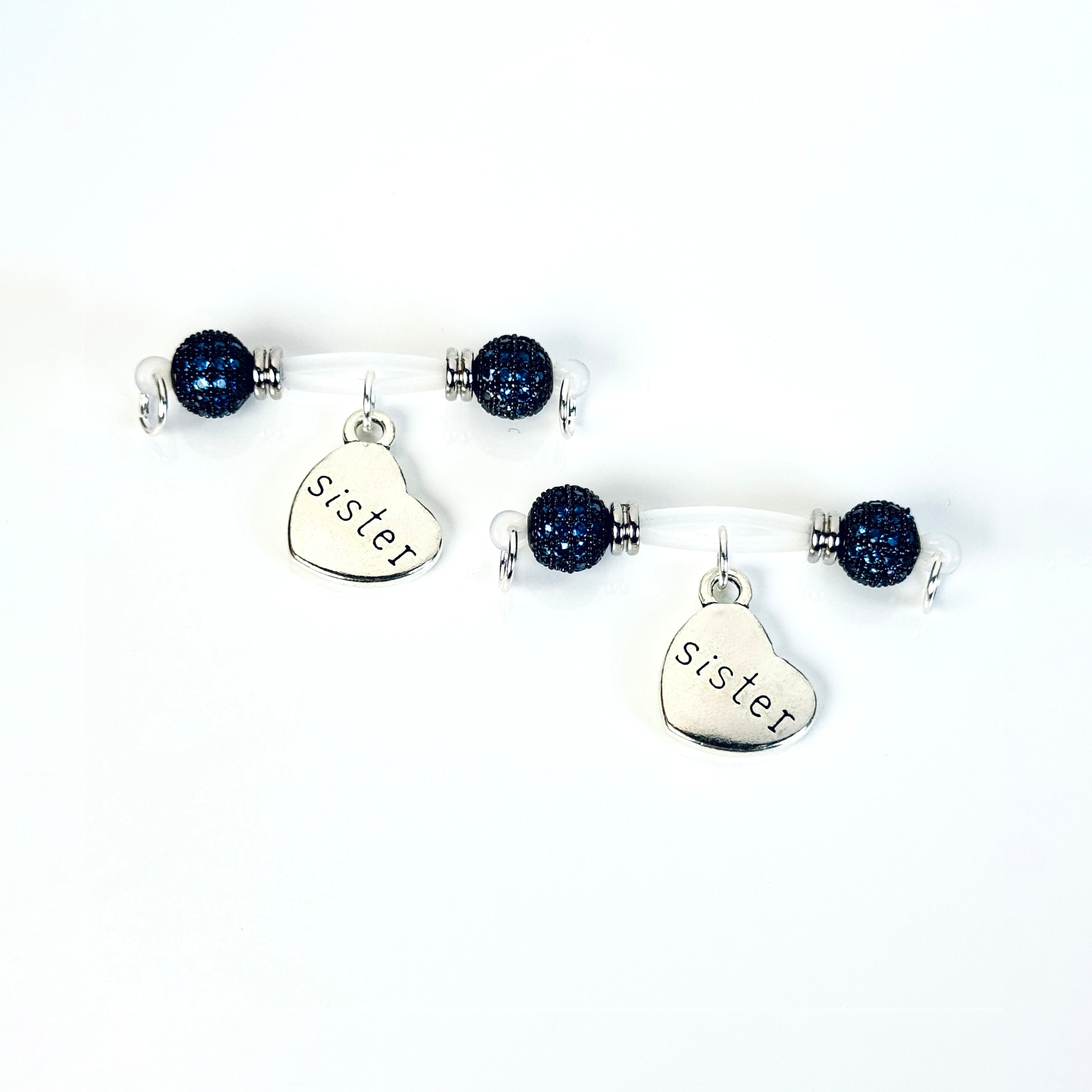 Blue Sapphire Twin Hearts Nipple Bar Set – Brother & Sister Edition