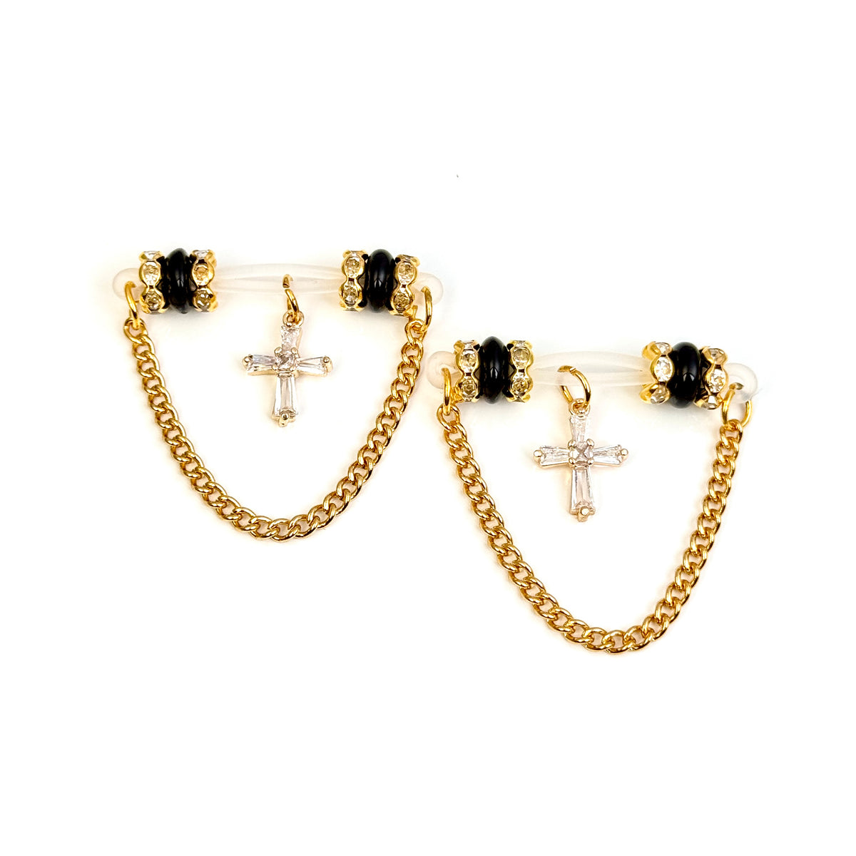 Golden Cross Chain Nipple Clamp