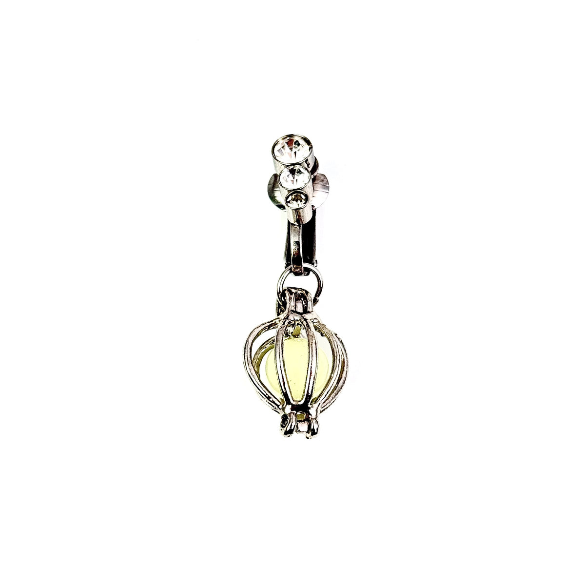 Glow Pearl Cage Faux Belly Button Ring