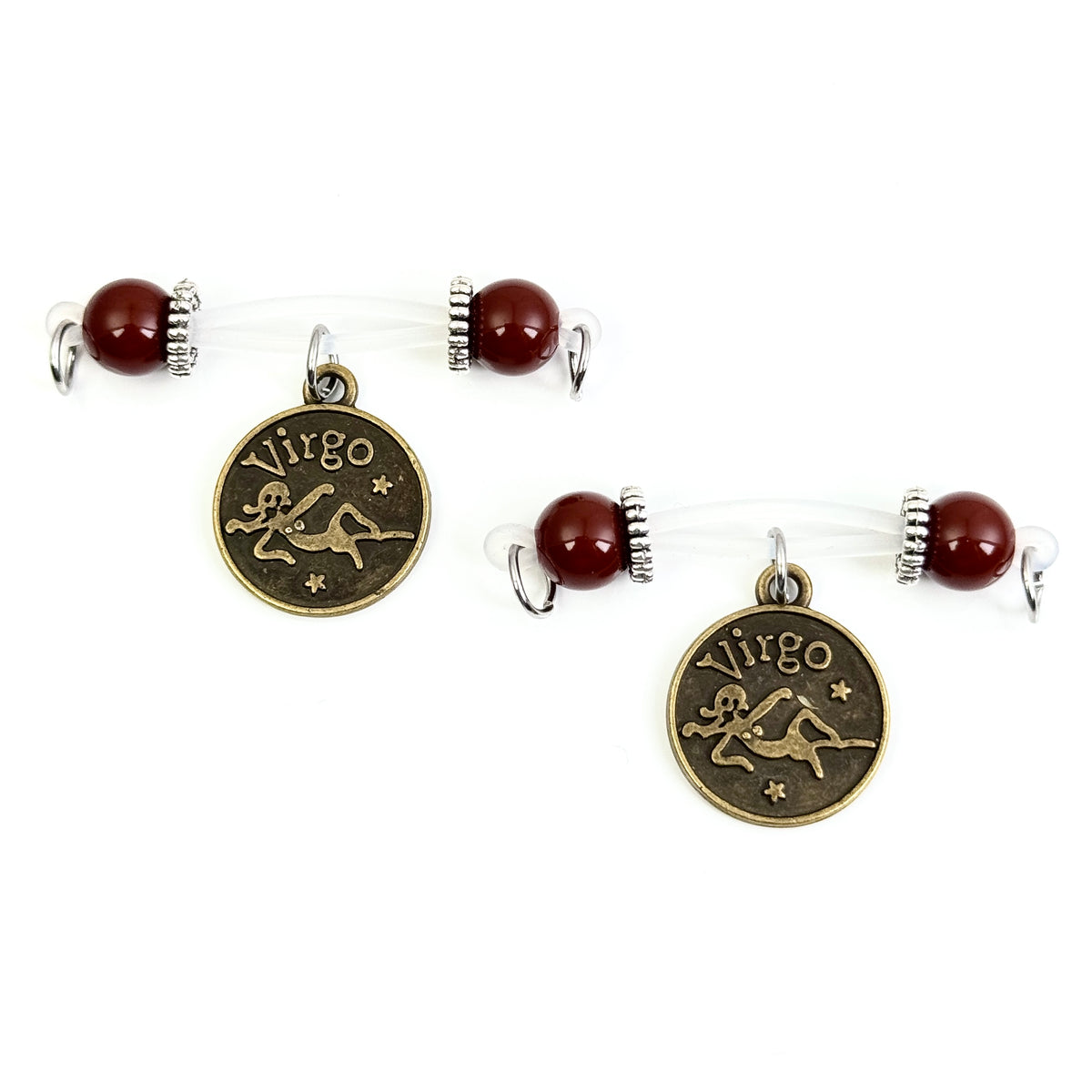 Vintage-style zodiac pendant nipple ring