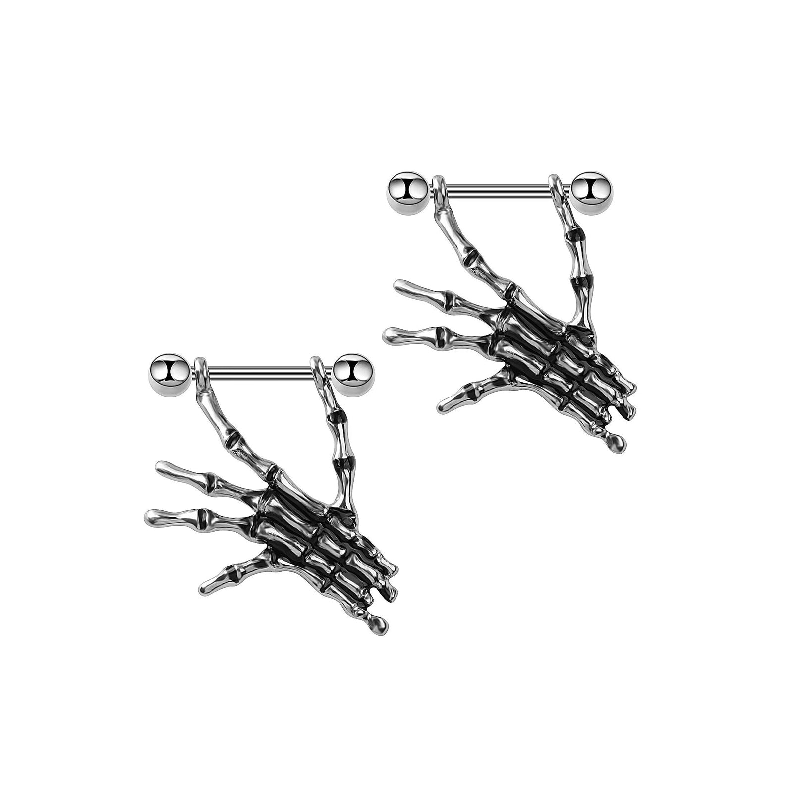 Skull-Hand Nipple Ring
