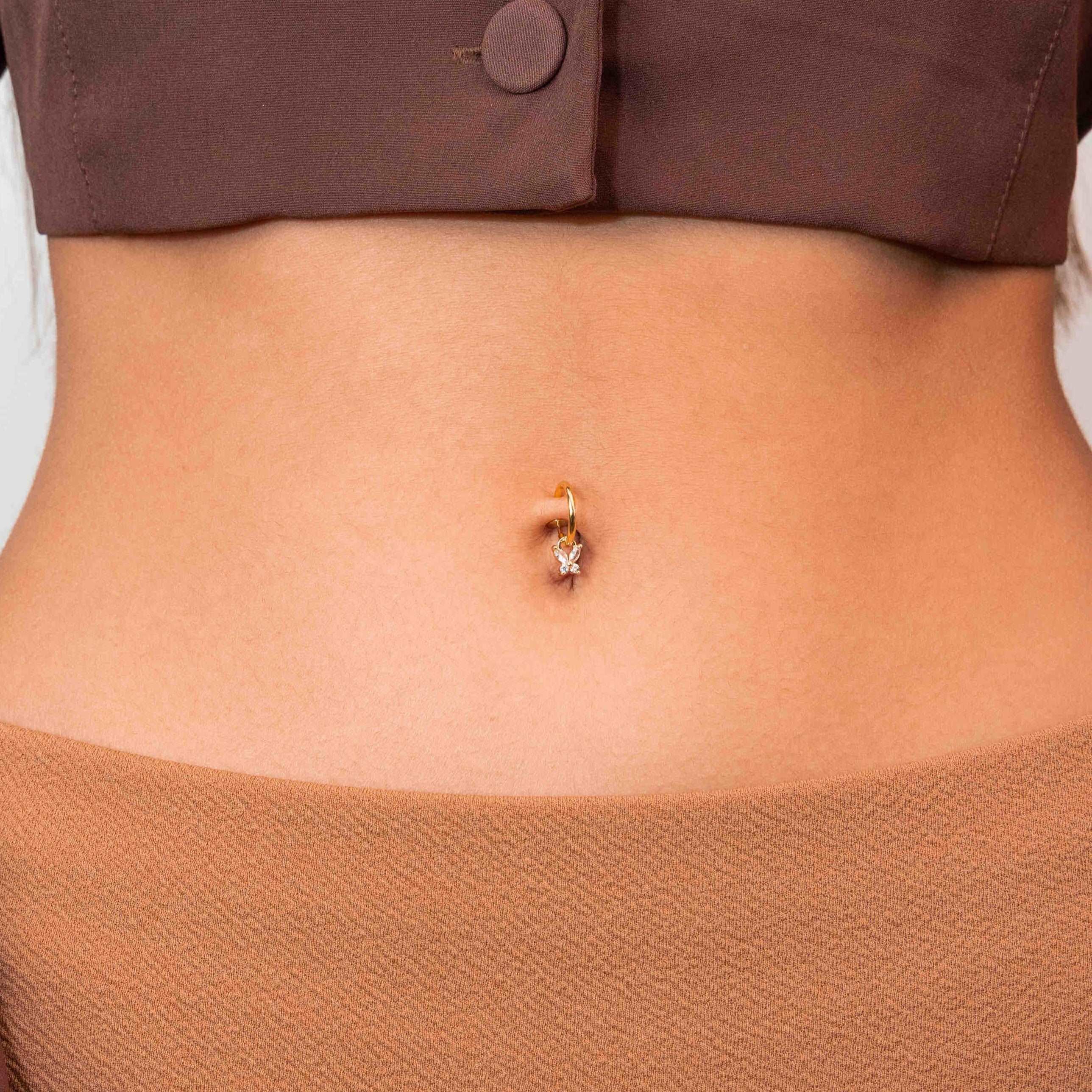 Gold- and silver-plated fake navel rings