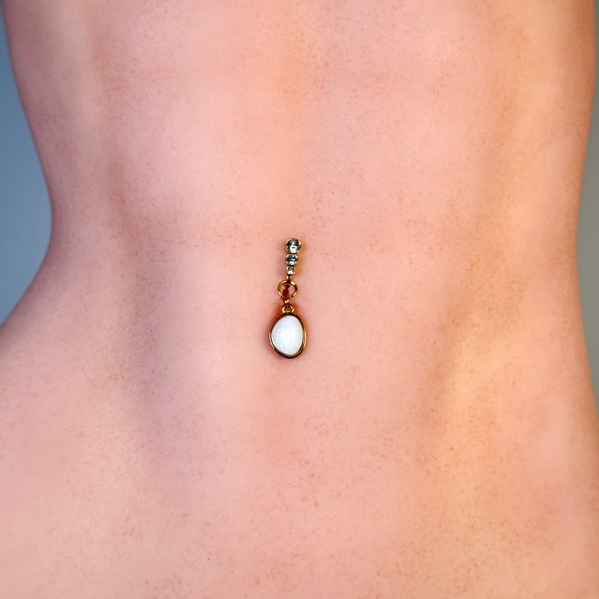 Moonstone Glow Faux Navel Ring