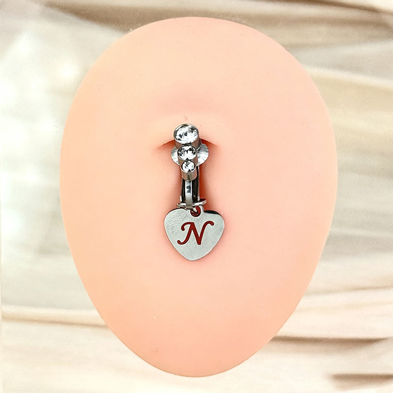 Customizable Initial Heart Faux Navel Ring