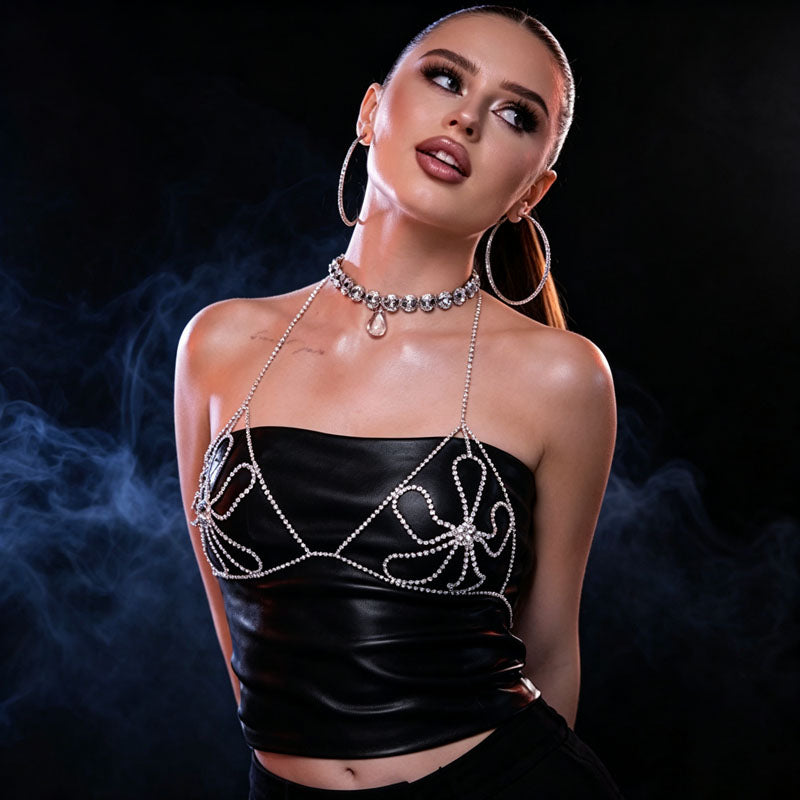 Sexy and trendy floral chest chain