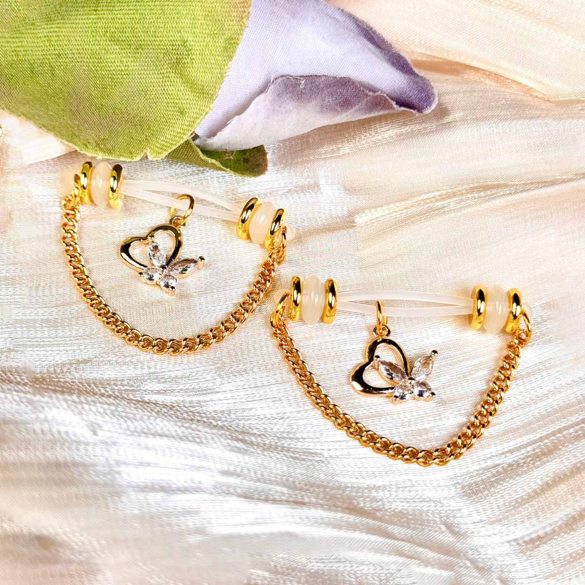 Golden Butterfly Heart Nipple Clamp