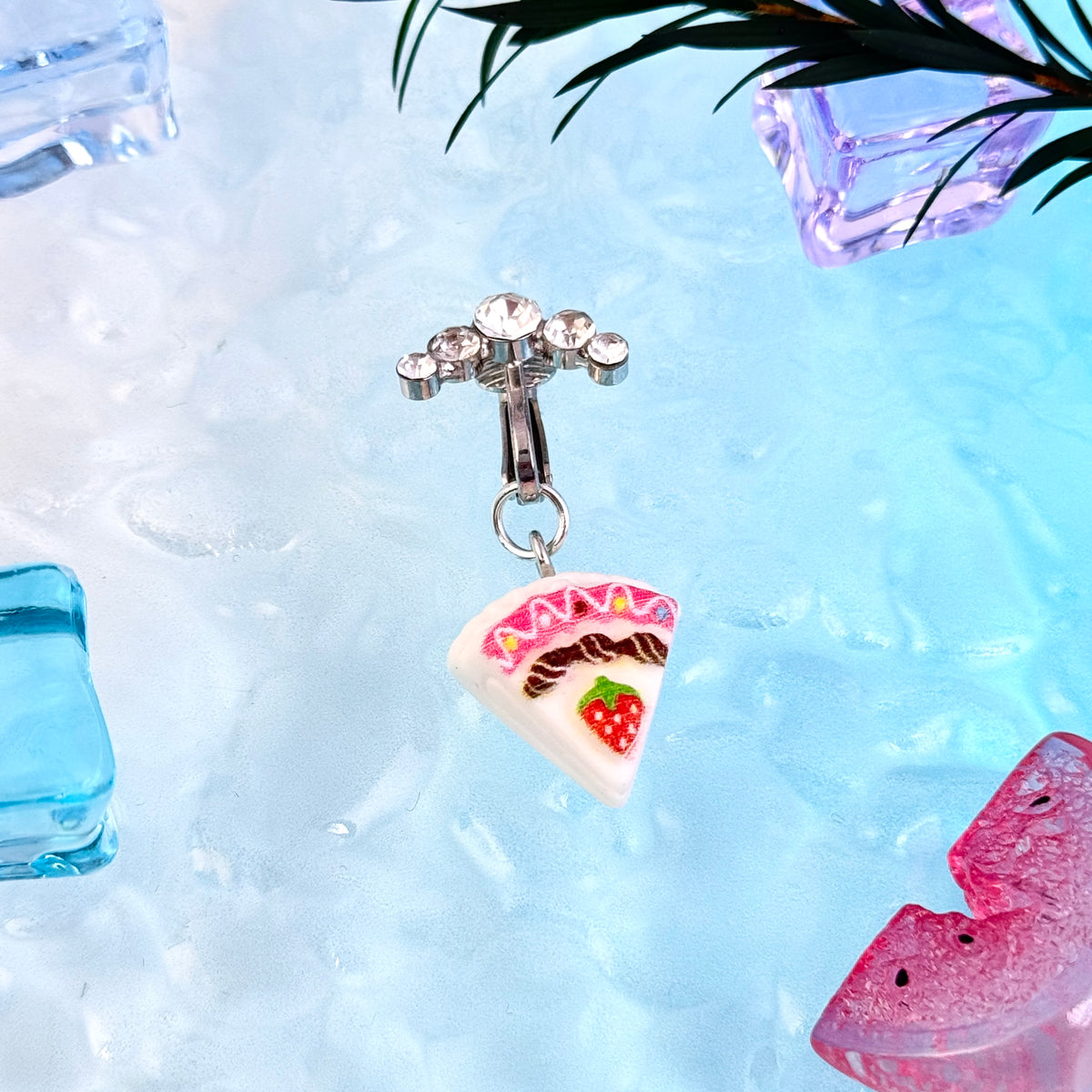 Non-piercing pizza charm navel clip