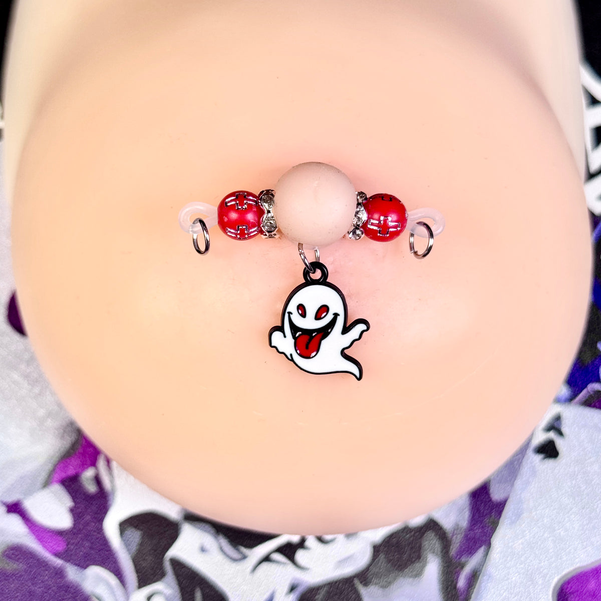 Spooky Ghost Charm Non-Piercing Nipple Jewelry