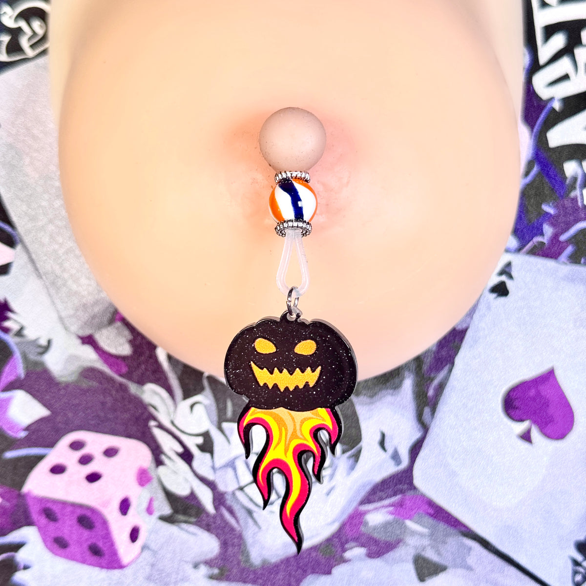 Flame Pumpkin Nipple Clamps