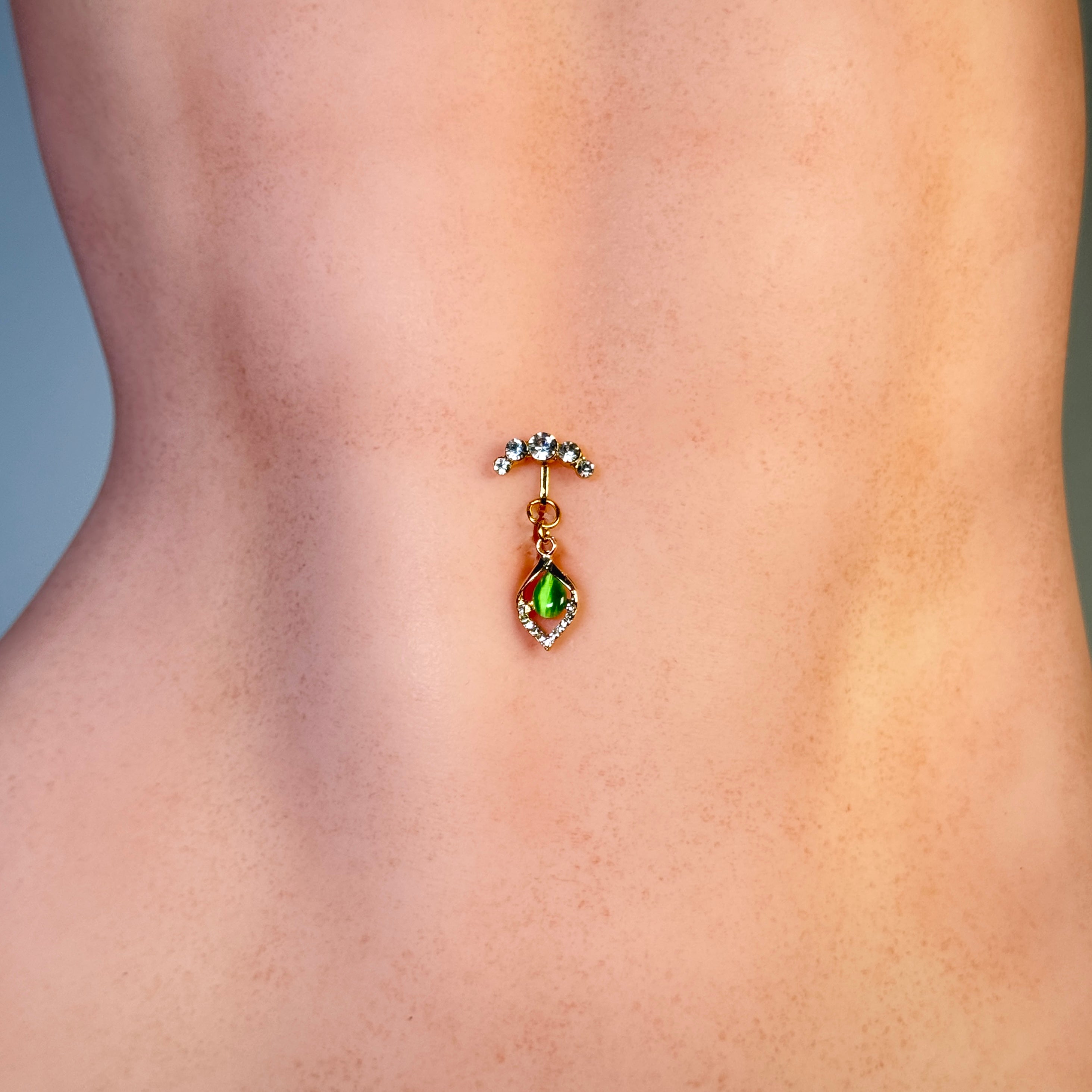 Emerald Teardrop Belly Clip