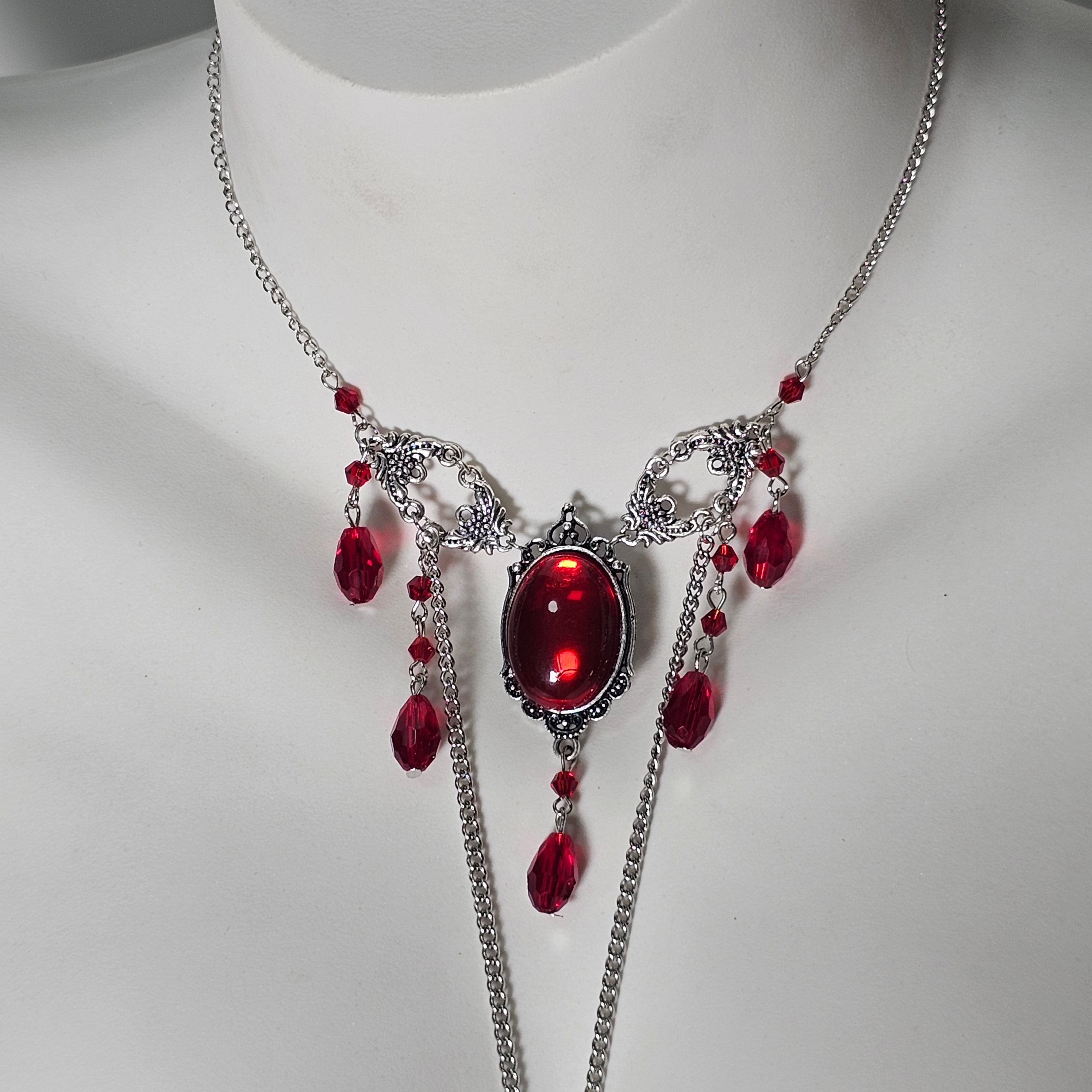 Sexy ruby nipple chain