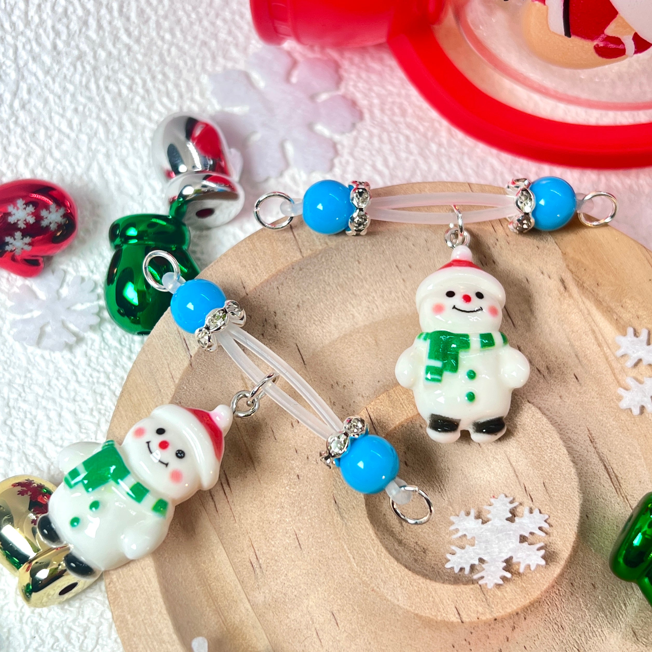 Snowman Blue Bead Nipple Clips