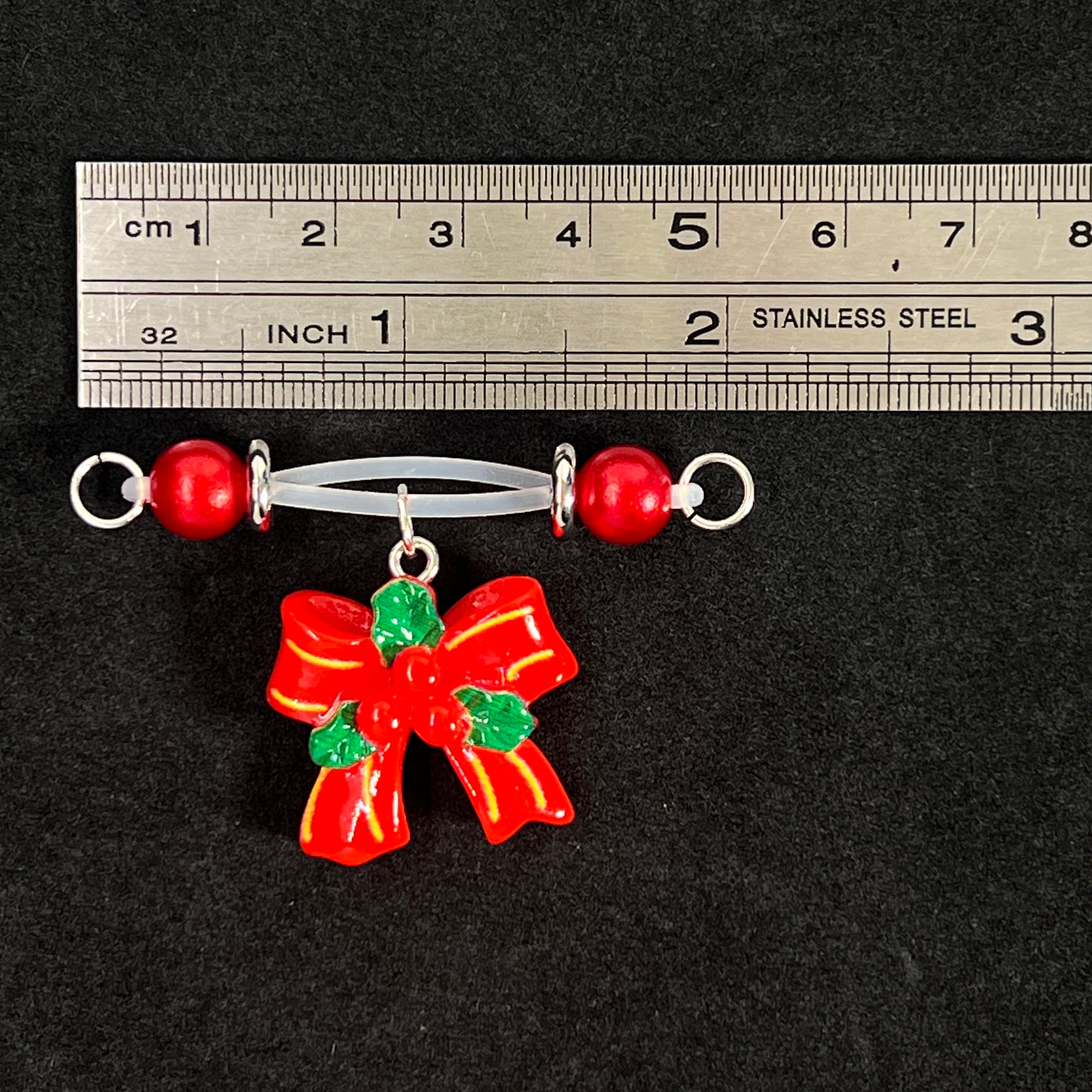 Red Kiss Bow Charm Clips