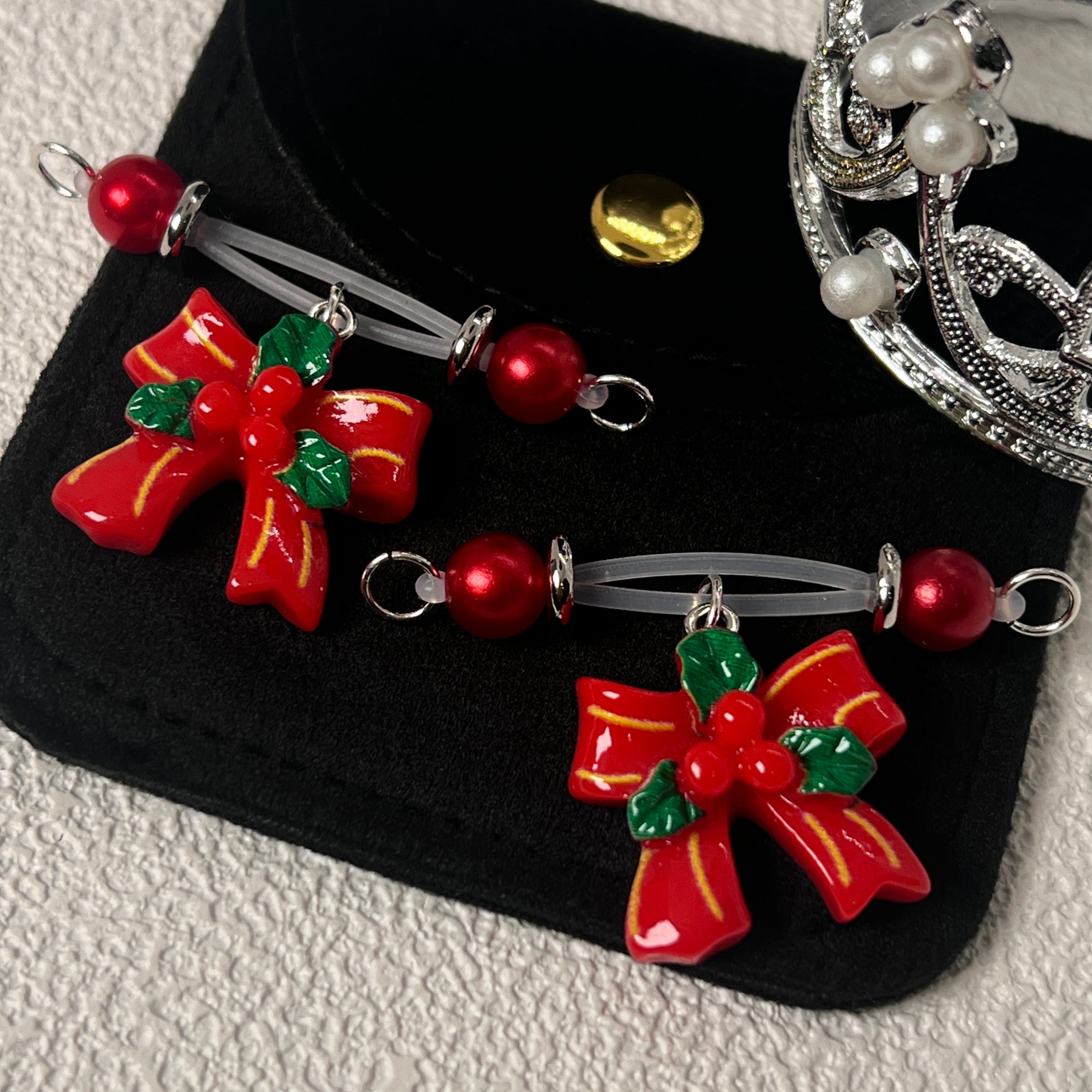 Red Kiss Bow Charm Clips