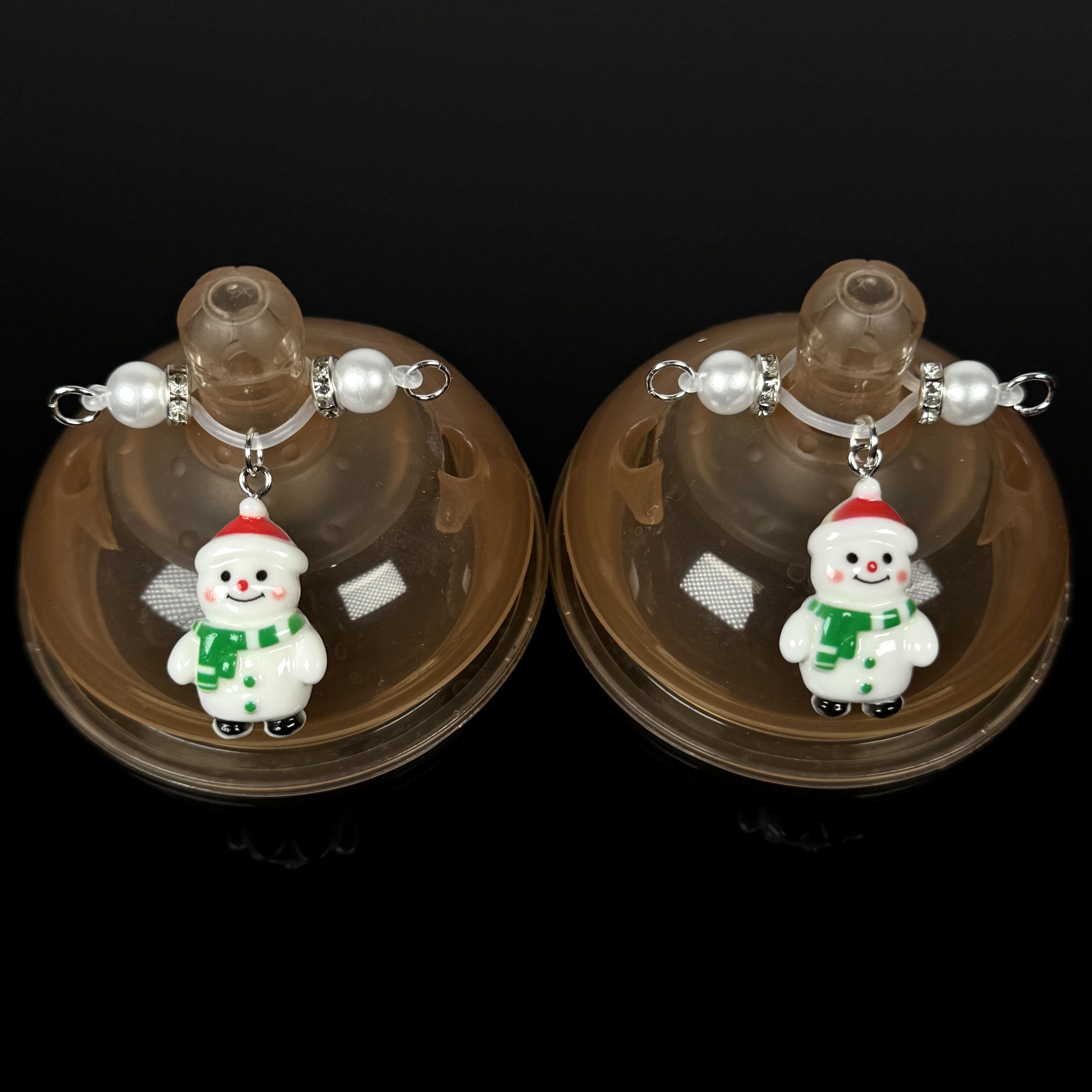 Glacial Blue Snowman Charm Clamps