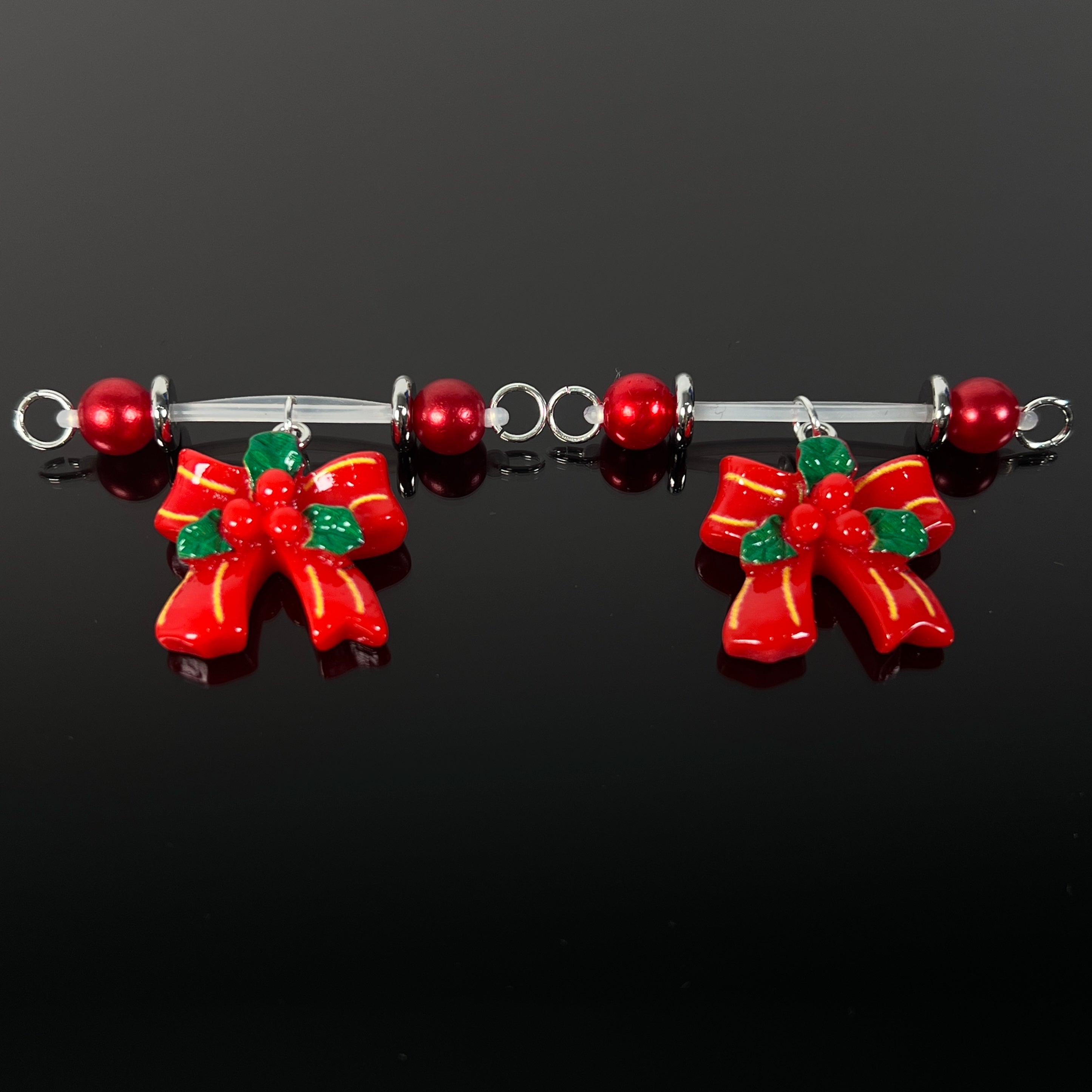 Red Kiss Bow Charm Clips